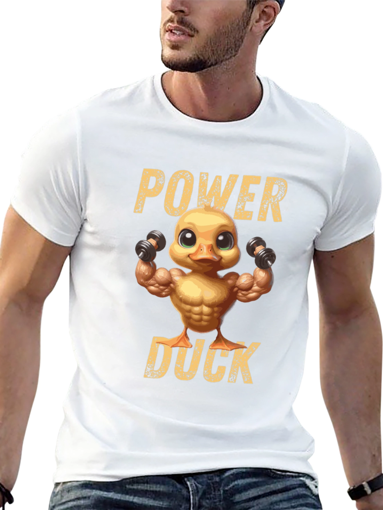 Black Power Duck Graphic T-Shirt - Fitness Humor Tee view 13
