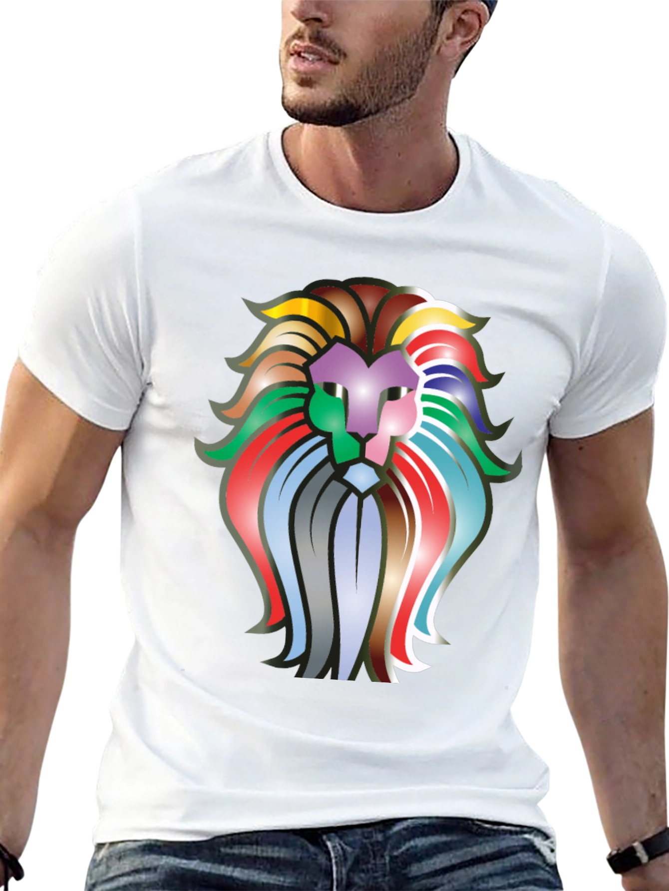 Black Colorful Lion Graphic T-Shirt - Bold Statement Tee view 13