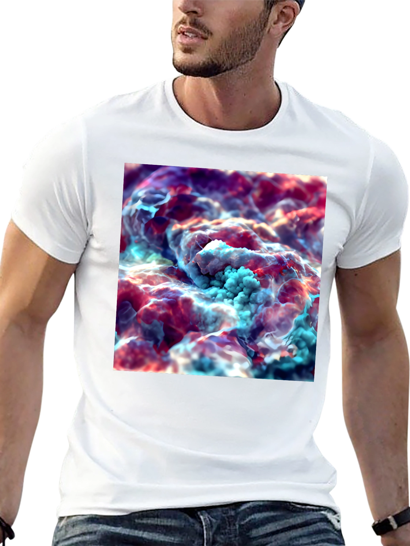 Black Abstract Cloudscape Graphic Tee - Unisex Black T-Shirt view 13