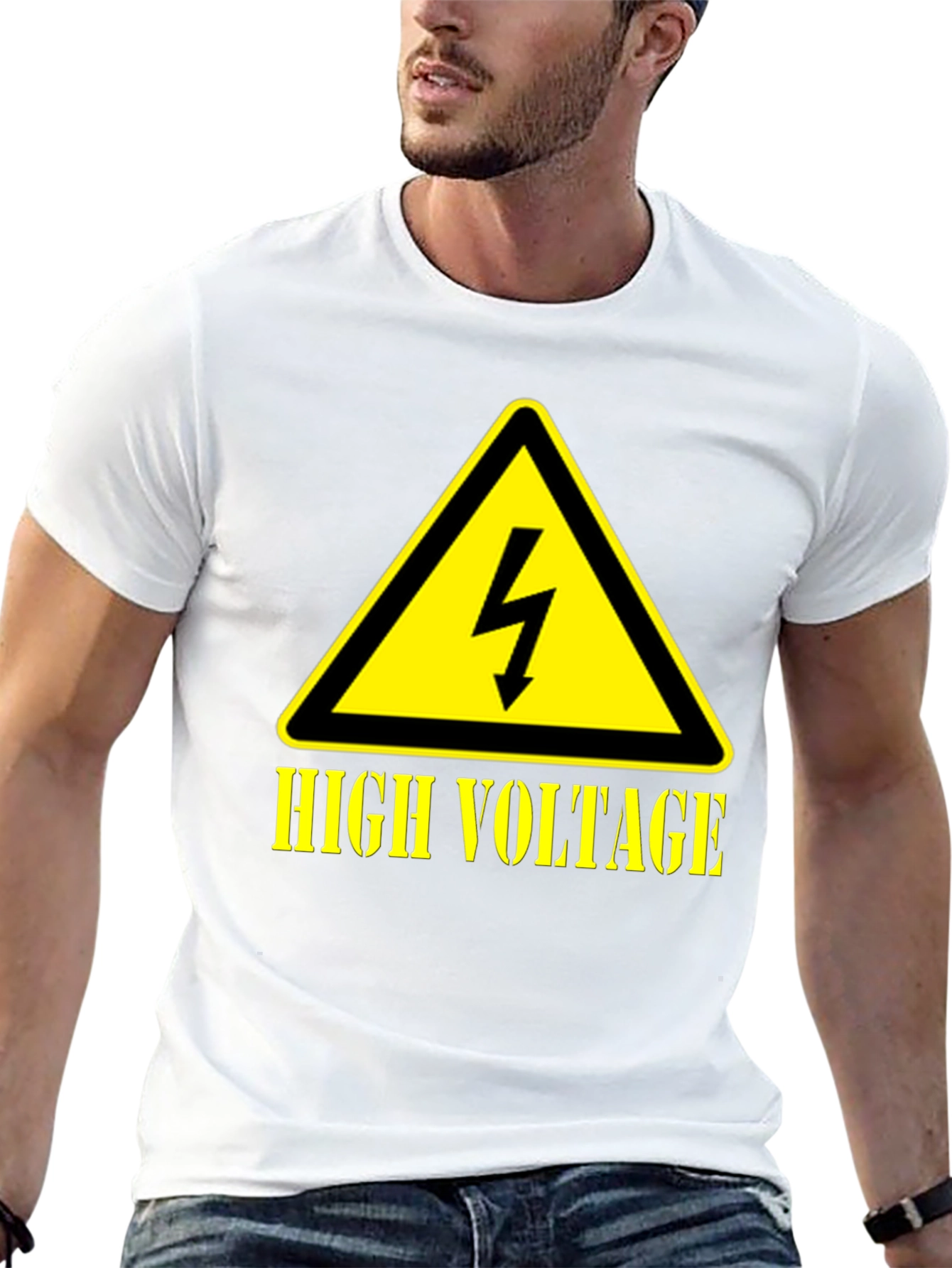 Black High Voltage Graphic T-Shirt, Black Cotton Tee view 13