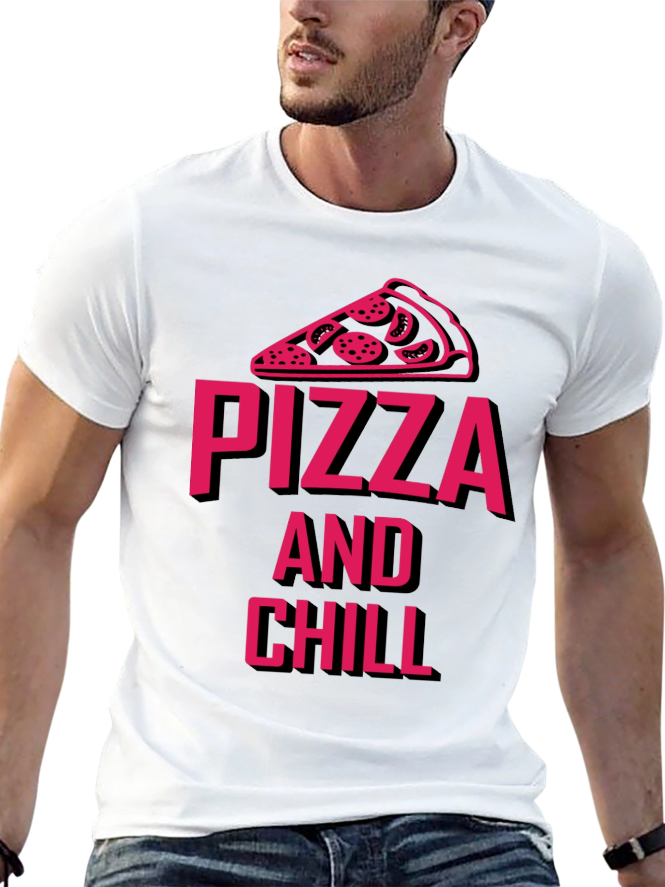 Black Pizza and Chill Graphic Tee - Unisex view 13