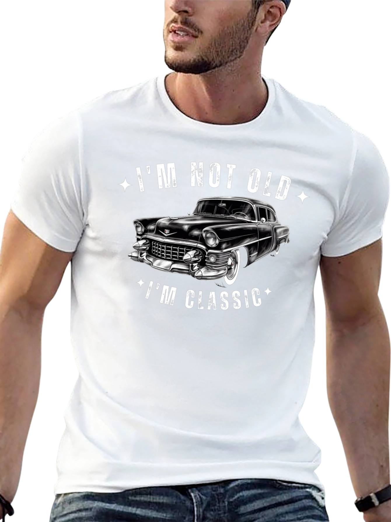 Black I'm Not Old I'm Classic Car Graphic Black T-Shirt view 13