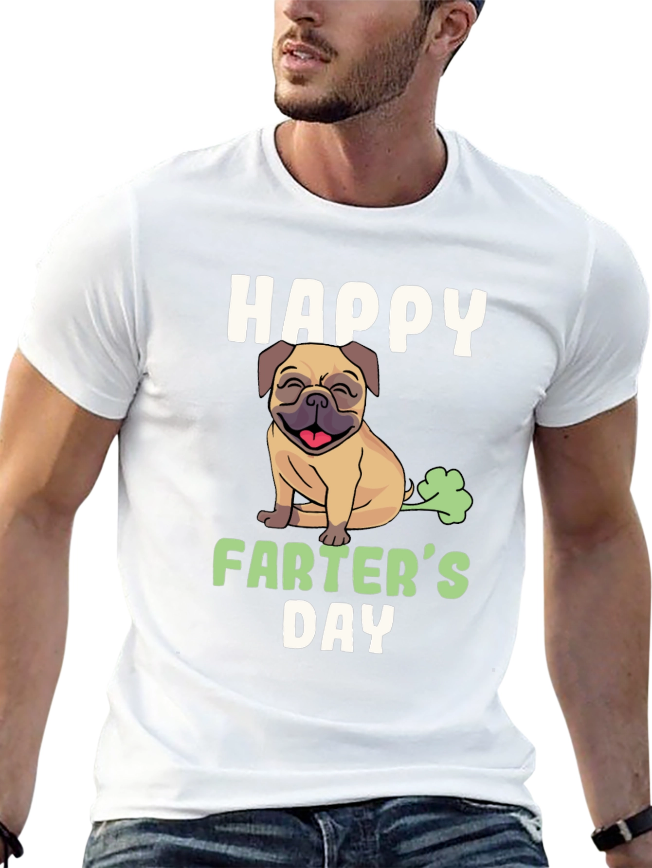 Black Happy Farter's Day Pug T-Shirt view 13