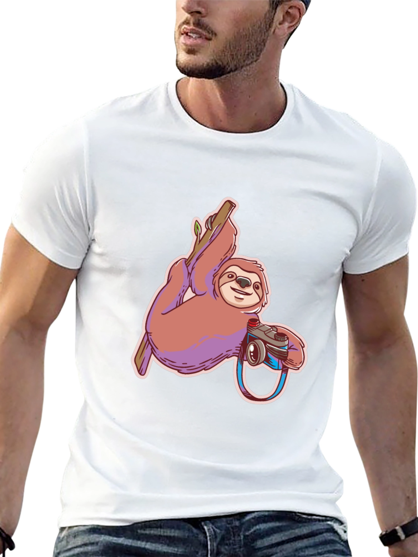 Black Sloth Photographer Graphic T-Shirt view 13