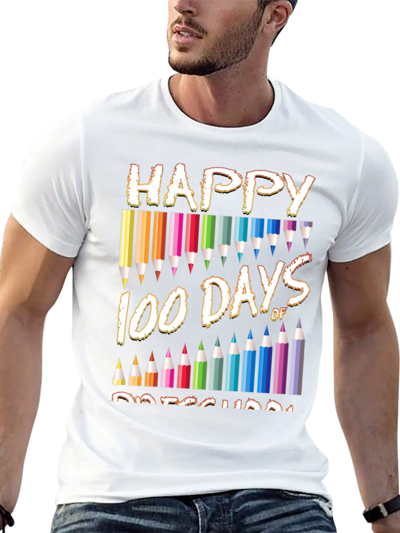 Black Happy 100 Days of Preschool T-Shirt view 13