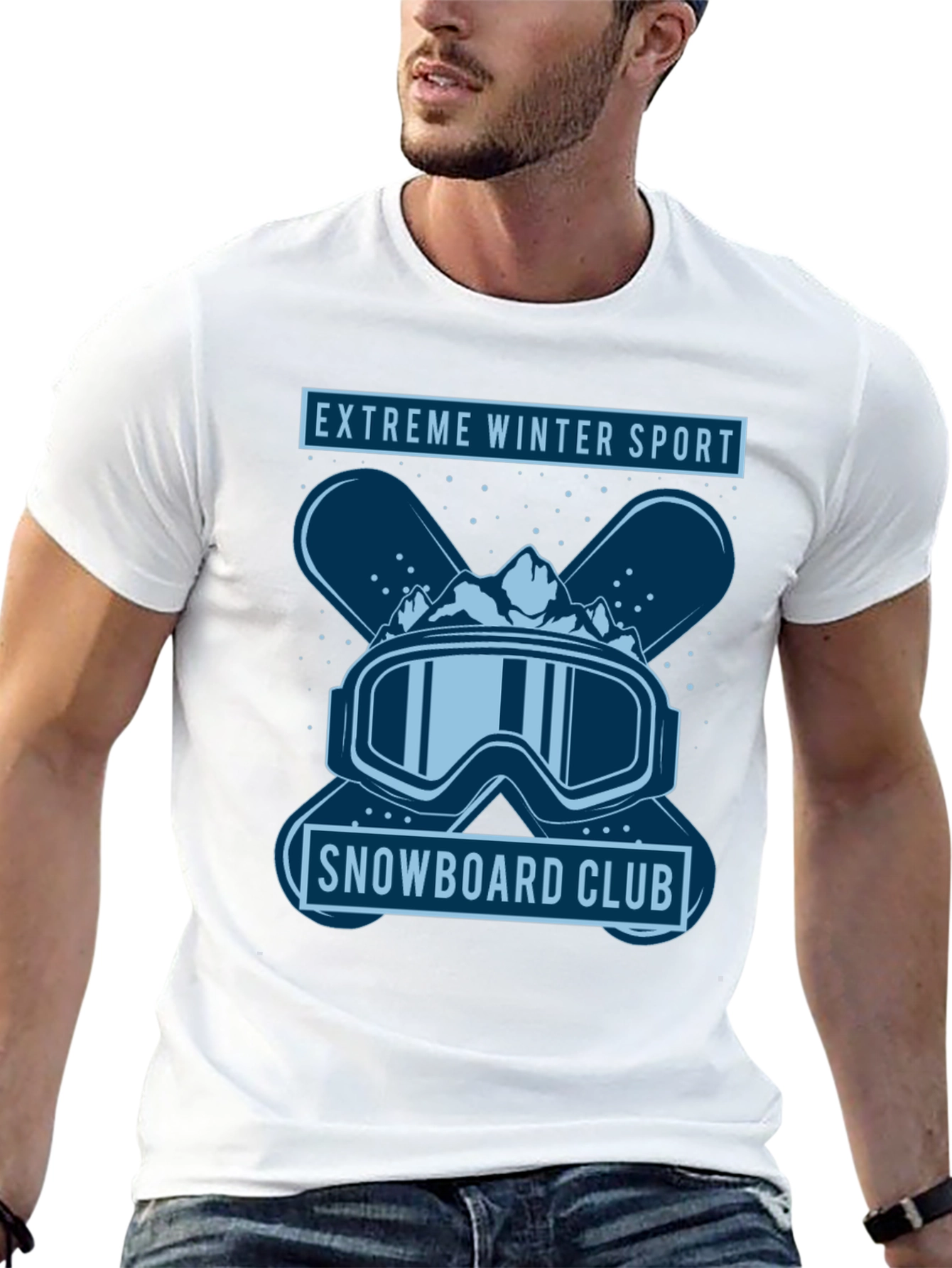 Black Extreme Winter Sport Snowboard Club Graphic Tee view 13