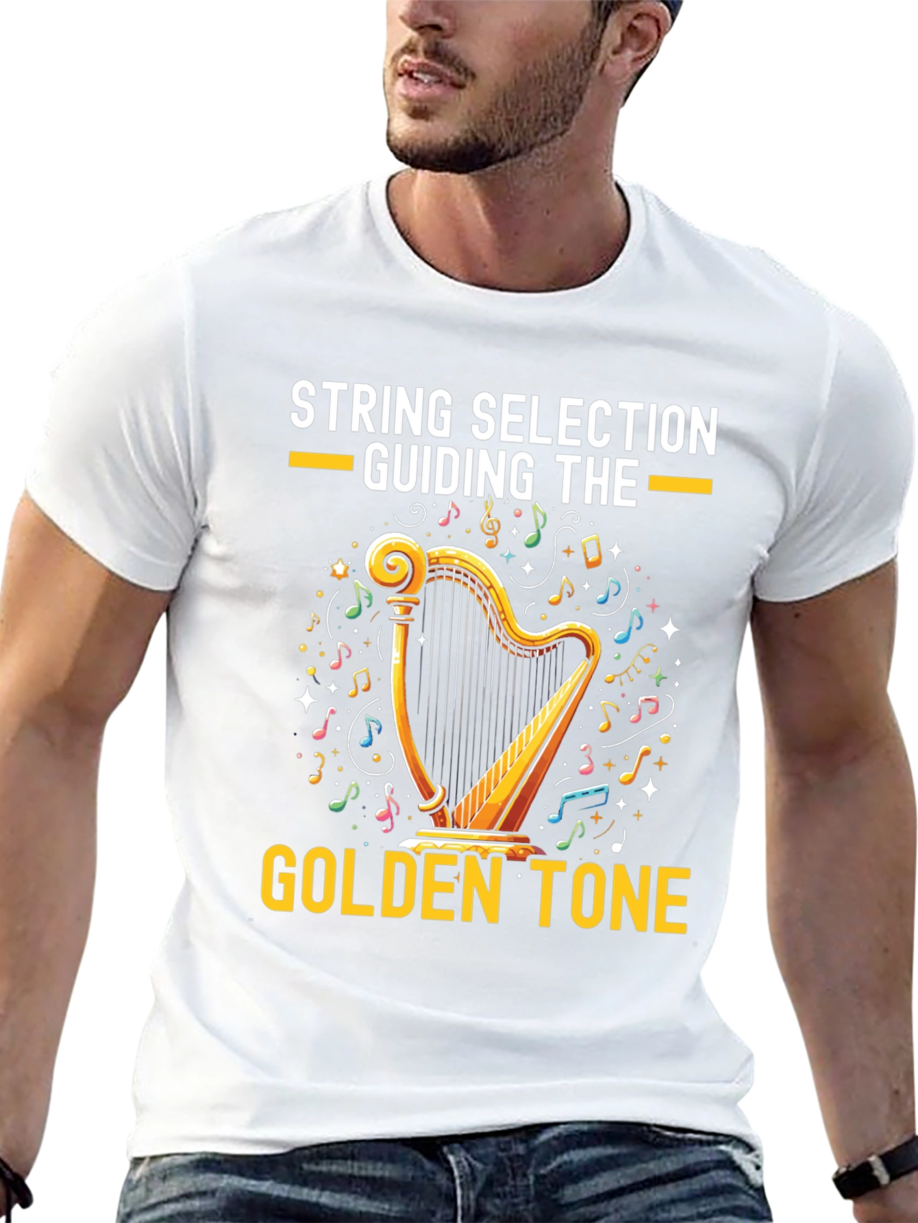 Black Golden Tone Harp Graphic Tee view 13
