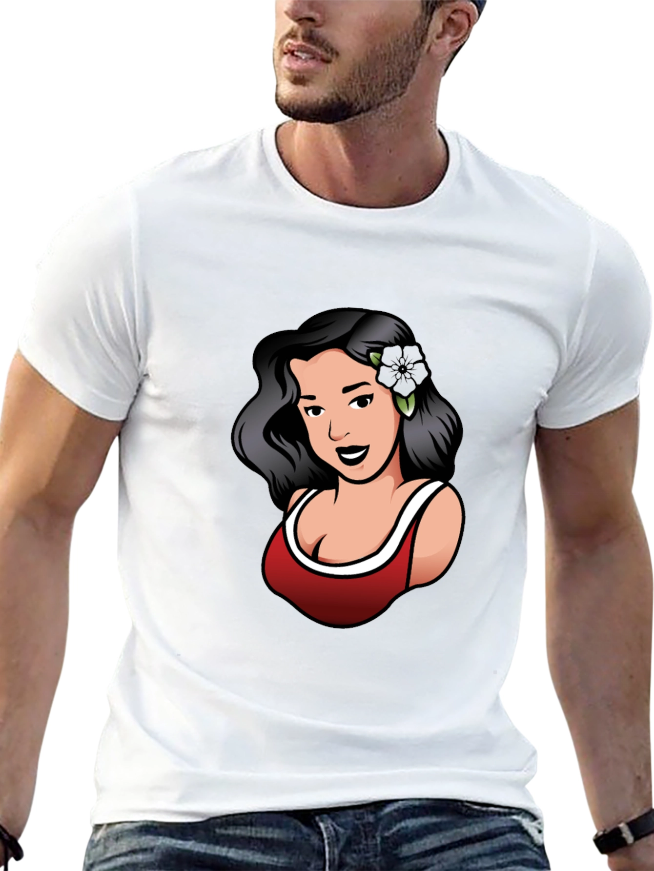 Black Retro Woman Graphic Tee - Black view 13