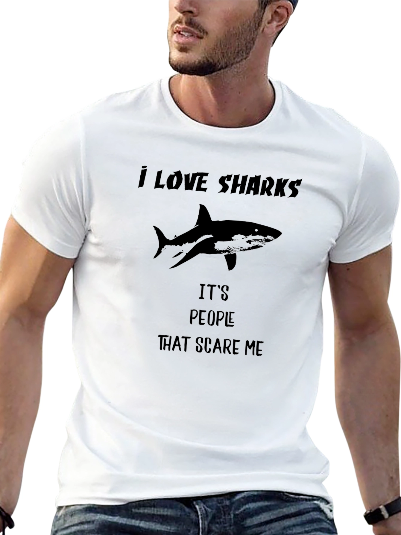 Black I Love Sharks Graphic Tee view 13