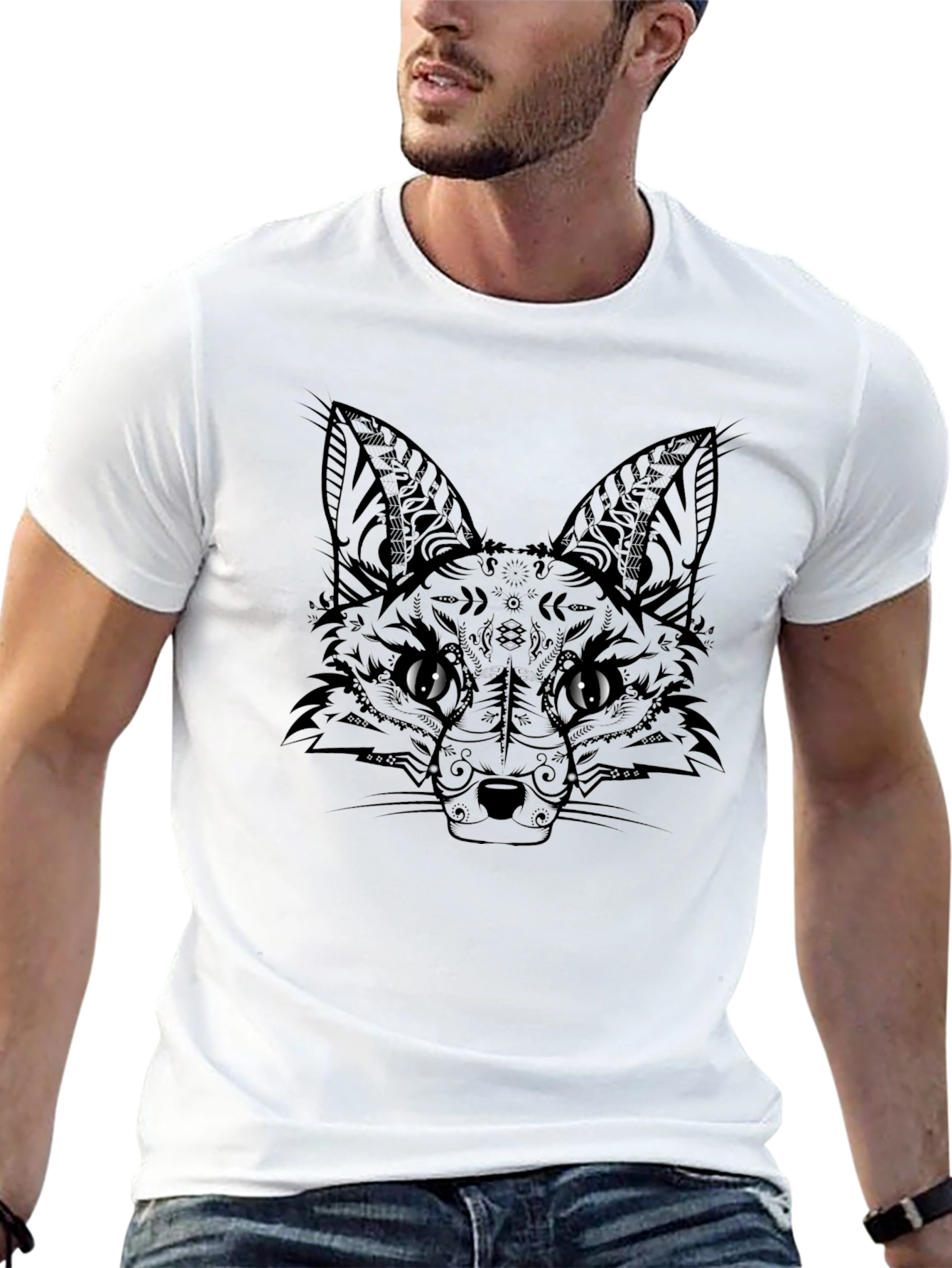 Fox Graphic Print Black T-Shirt - 13