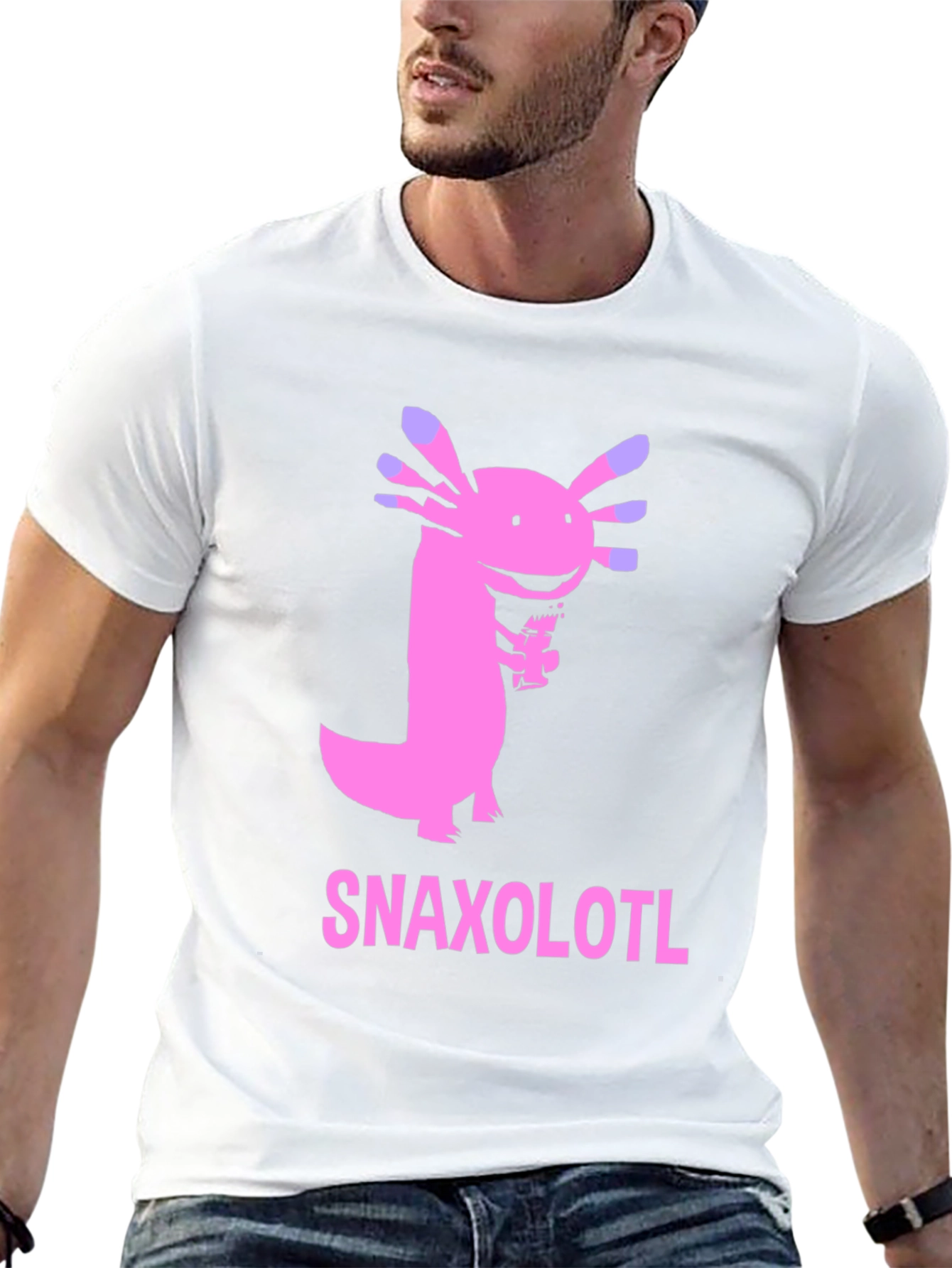 Black Snaxolotl Black T-Shirt - Funny Axolotl Snack Design view 13
