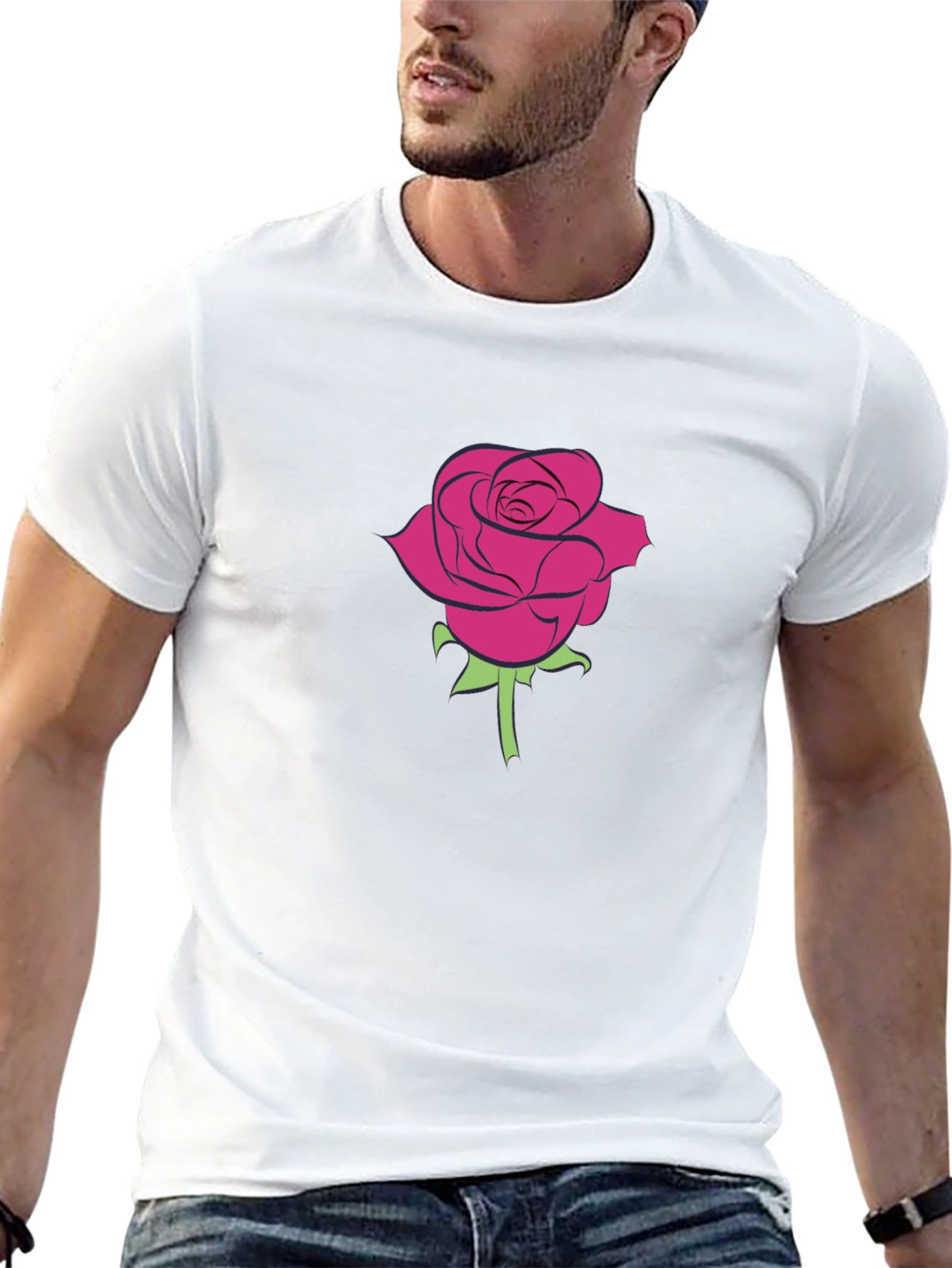Black Rose Graphic Tee - Men's Black Cotton T-Shirt view 13