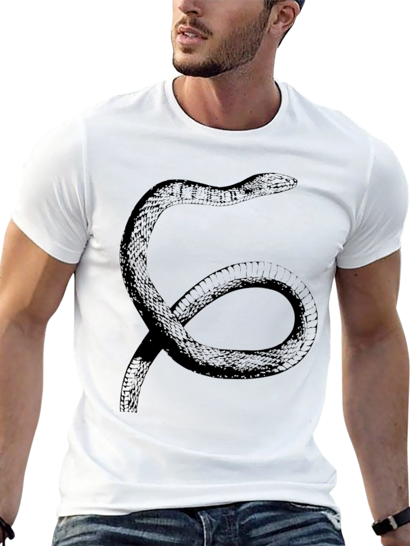 Black Snake Graphic Print Black T-Shirt view 13