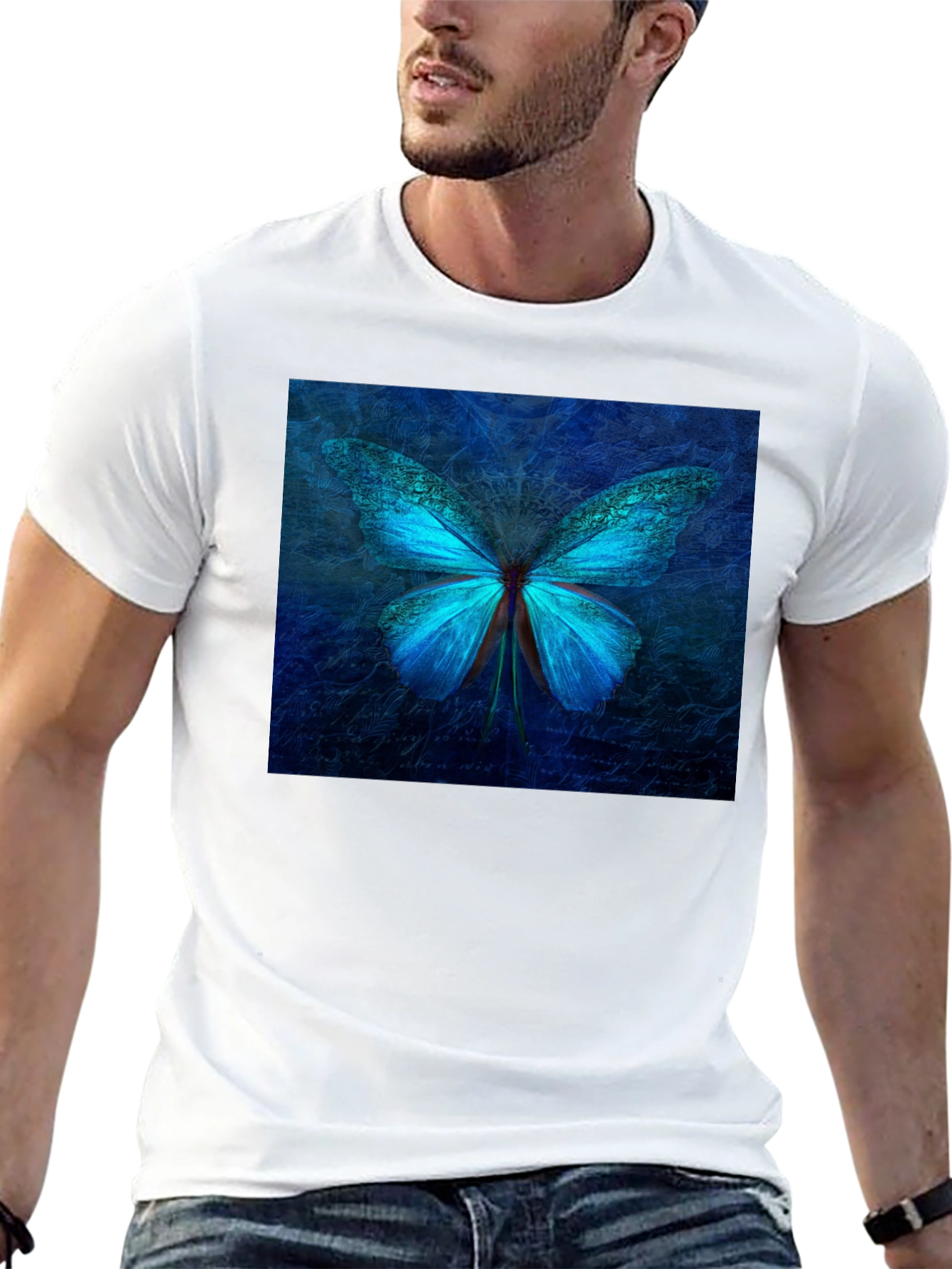 Black Butterfly Graphic Tee - Stylish Black Cotton T-Shirt view 13