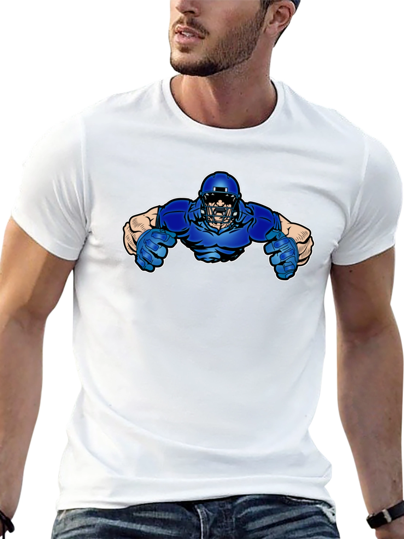 Black Football Player Graphic T-Shirt view 13
