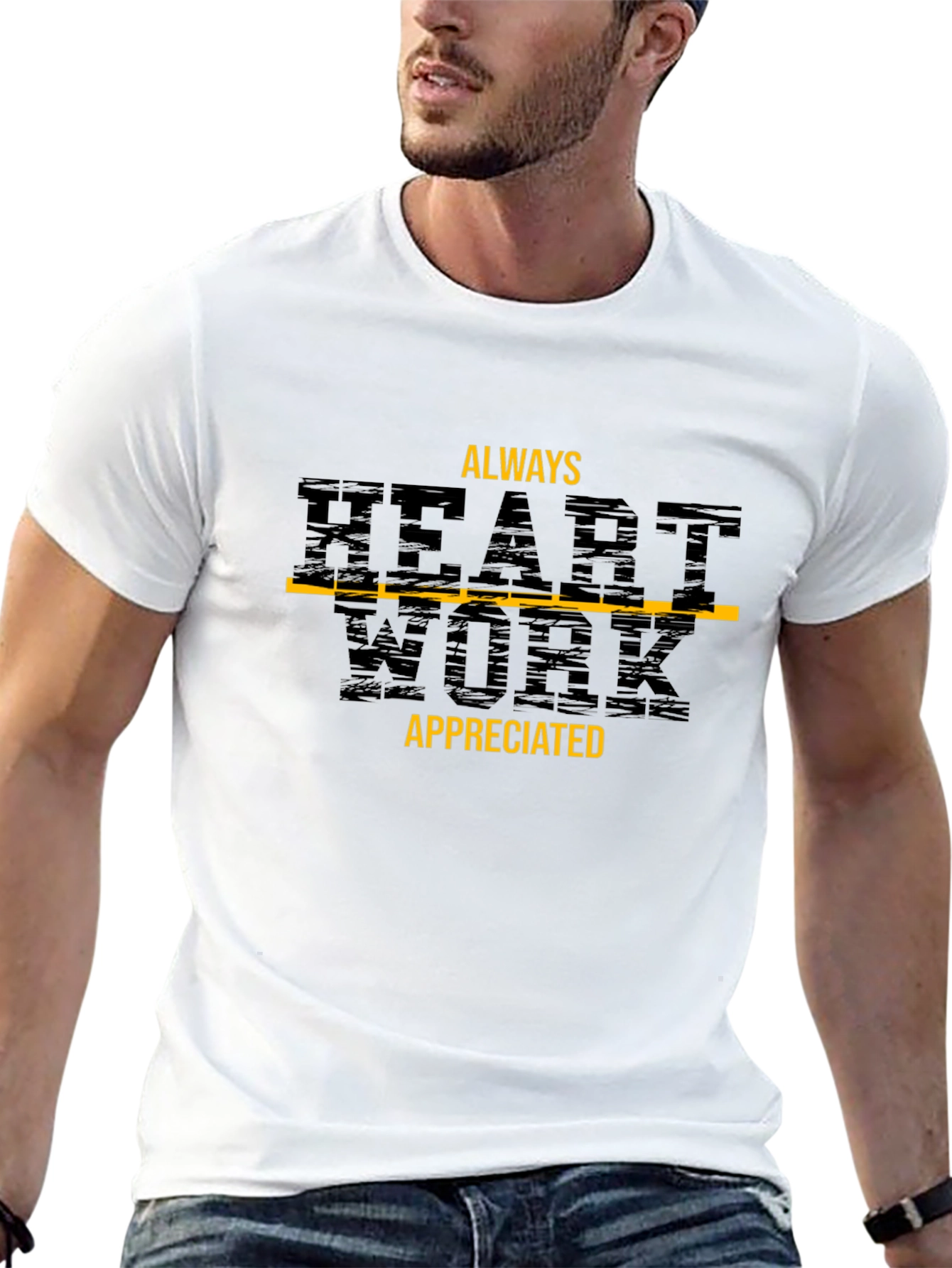 Black Heart Work Appreciated T-Shirt - Premium Black Tee view 13