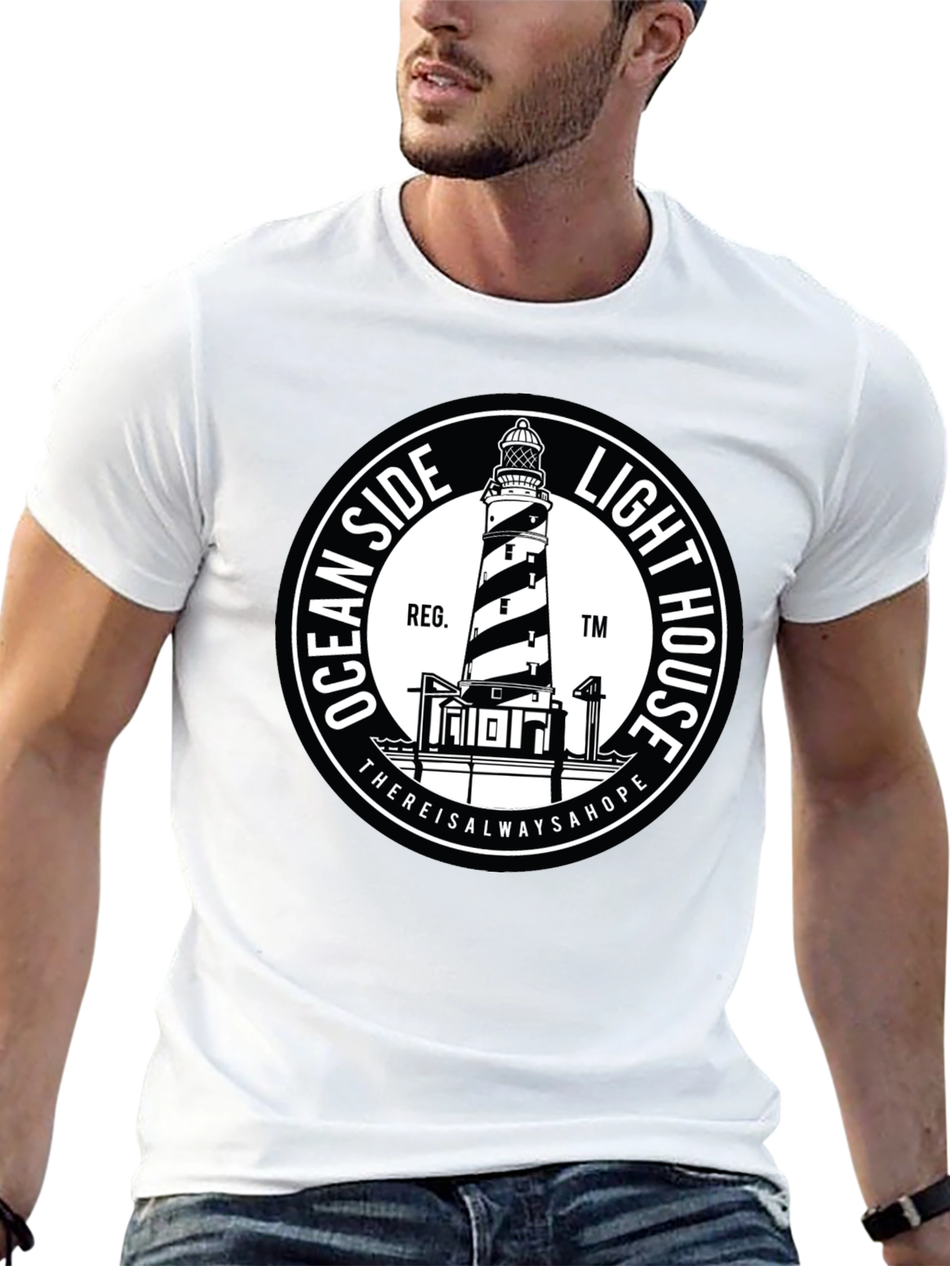 Black Oceanside Lighthouse T-Shirt - Black Graphic Tee view 13