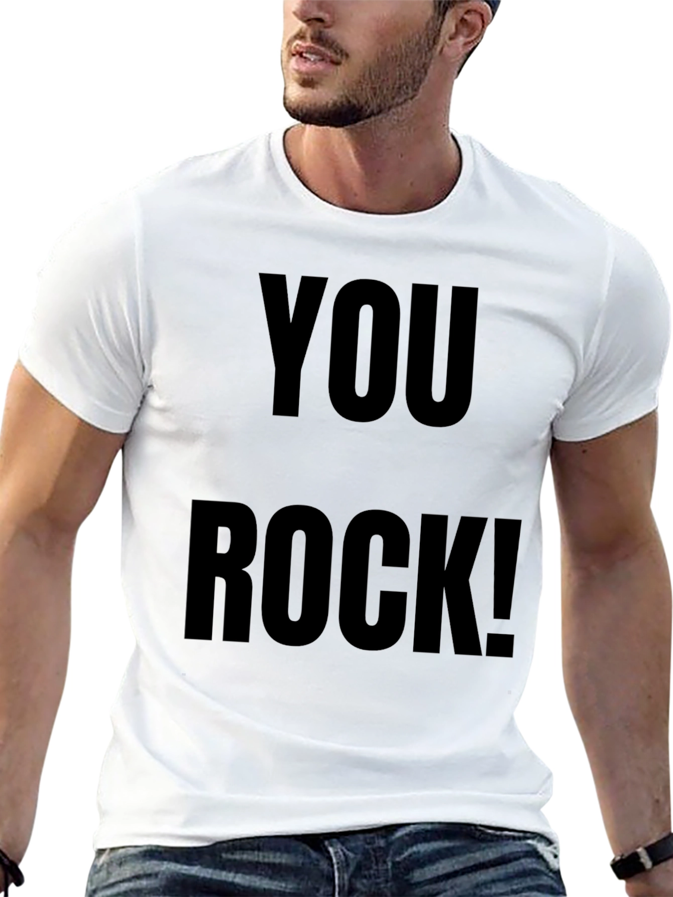 Black You Rock! Graphic Tee - Trendy Black Cotton T-Shirt view 13