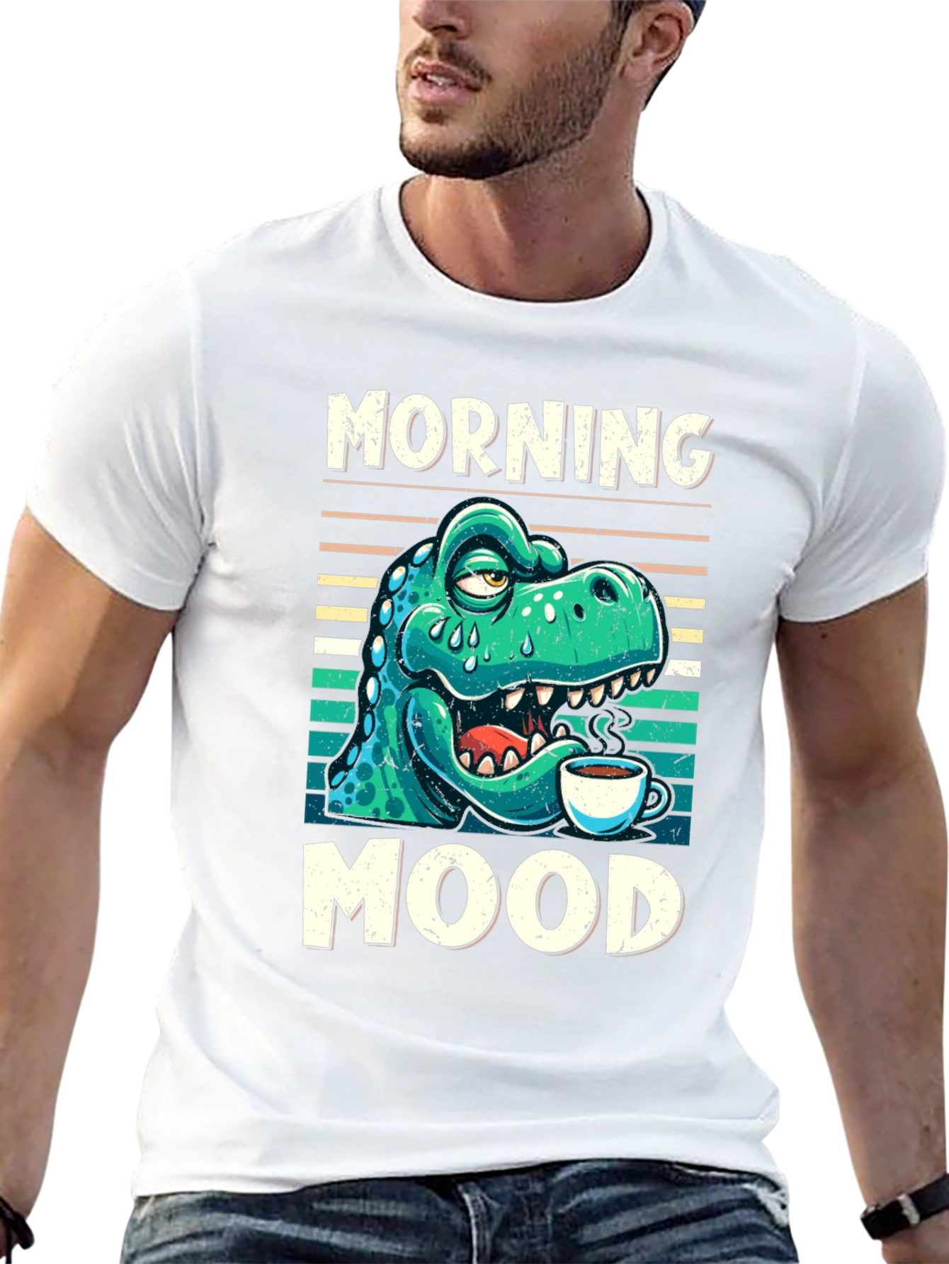 Black Morning Mood Dinosaur T-Shirt view 13