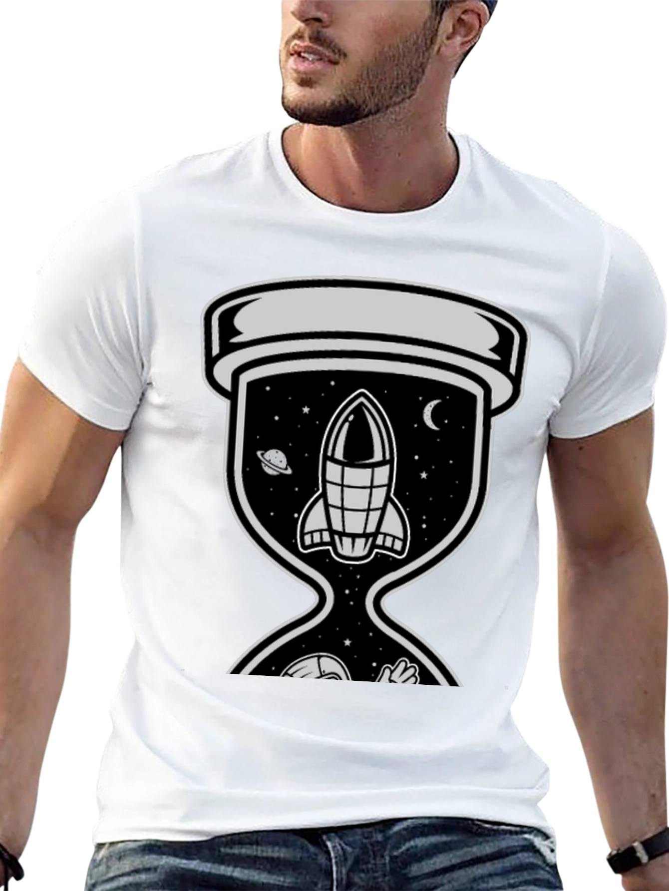 Black Space Hourglass Graphic Tee - Trendy Black T-Shirt view 13
