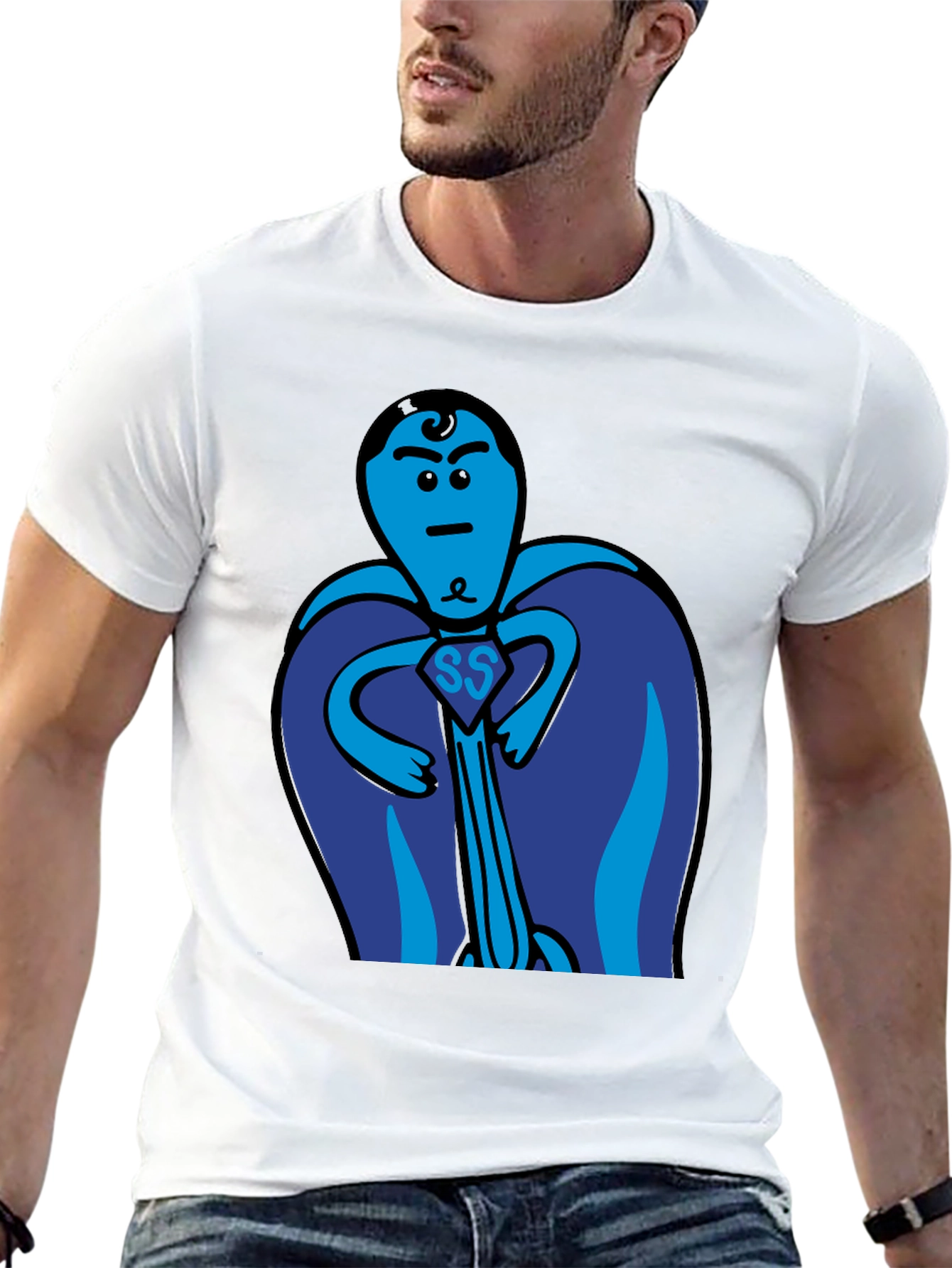 Black Superhero Cartoon T-Shirt - Black Cotton Tee view 13