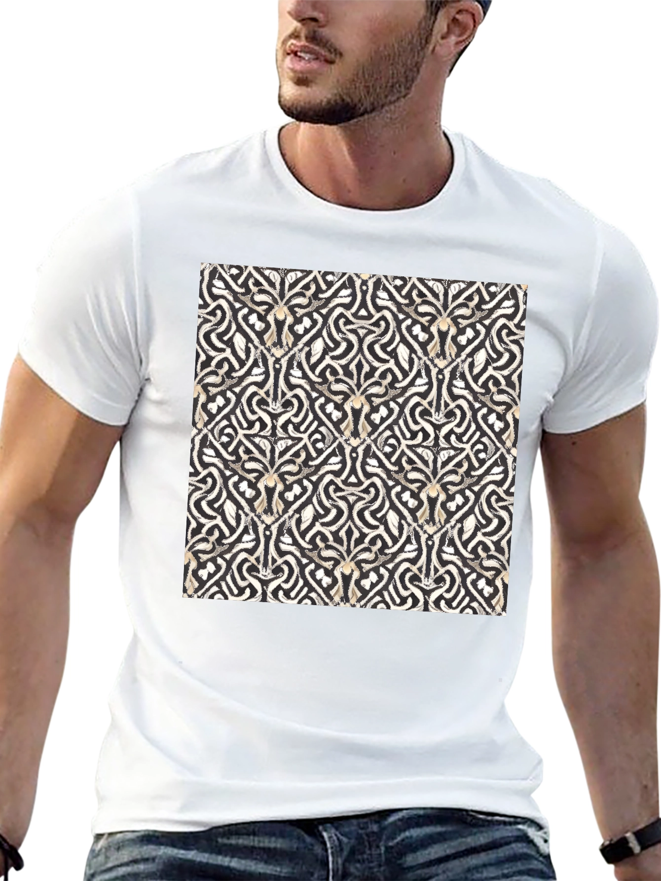 Black Abstract Pattern Black T-Shirt view 13
