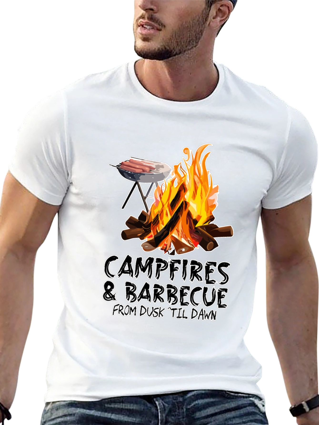 Black Campfires & Barbecue T-Shirt view 13