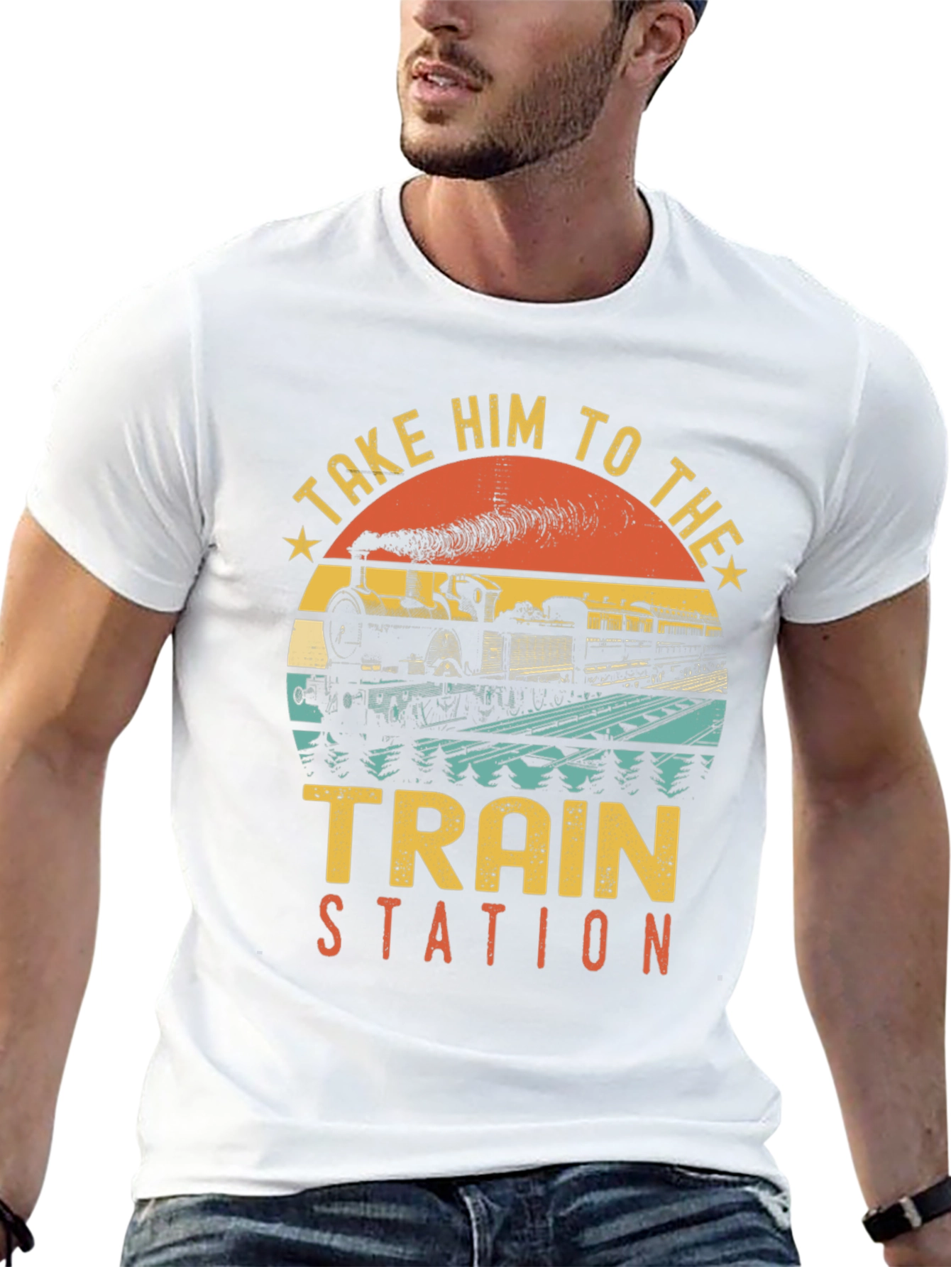 Black Take Him to the Train Station T-Shirt view 13