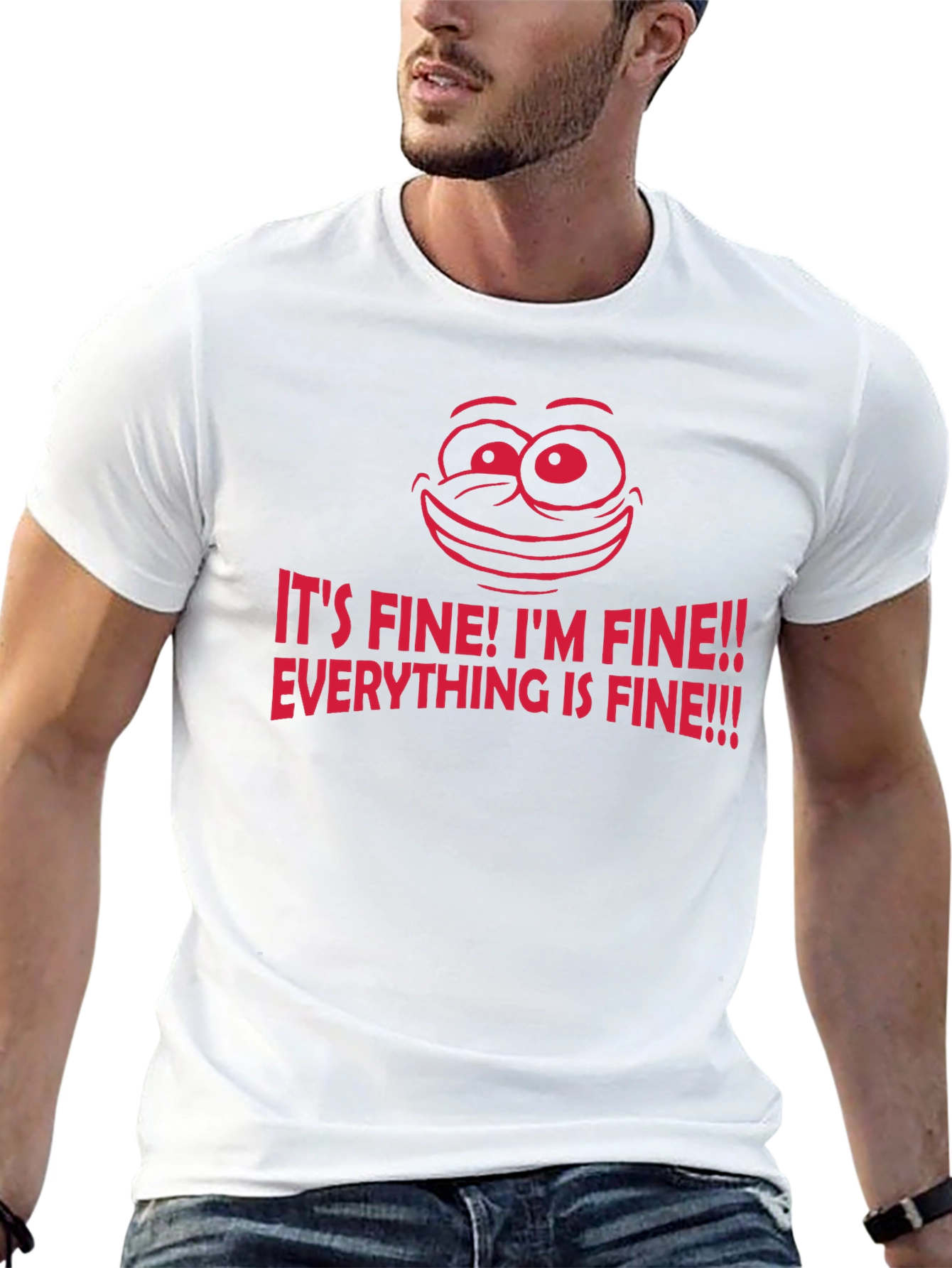 Black It's Fine! Graphic Tee - Funny Sarcastic T-Shirt view 13