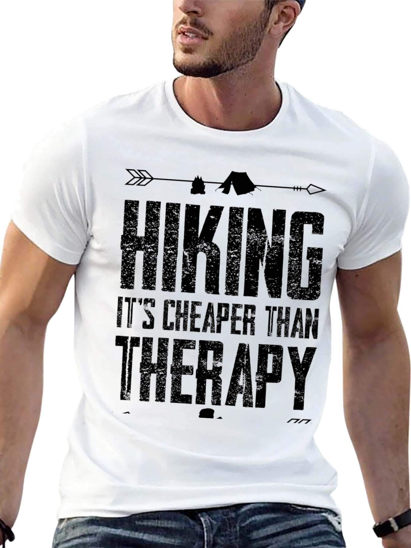 Black Hiking is Cheaper Than Therapy Graphic T-Shirt view 13