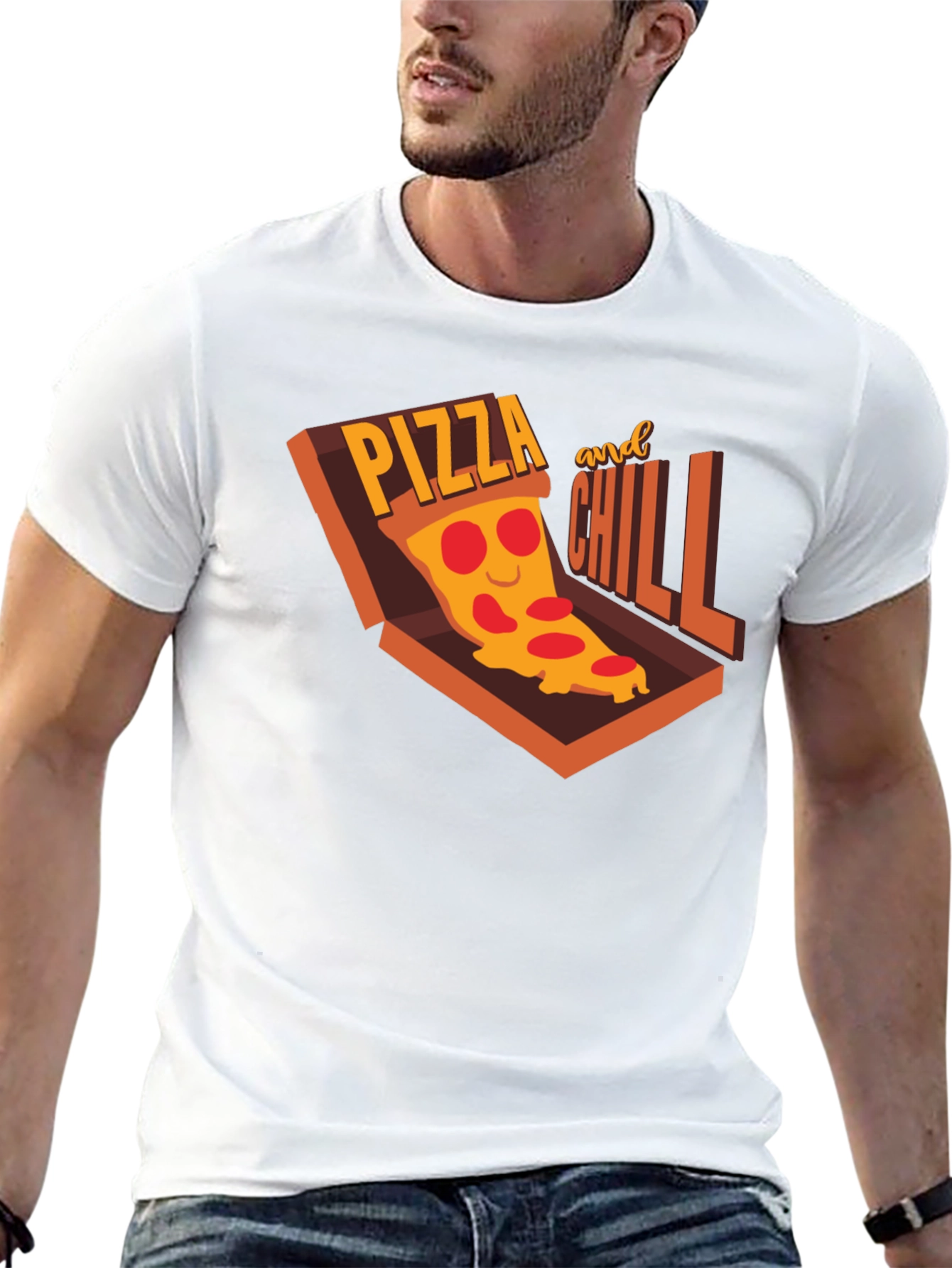 Black Pizza and Chill Graphic T-Shirt - Casual Comfort view 13