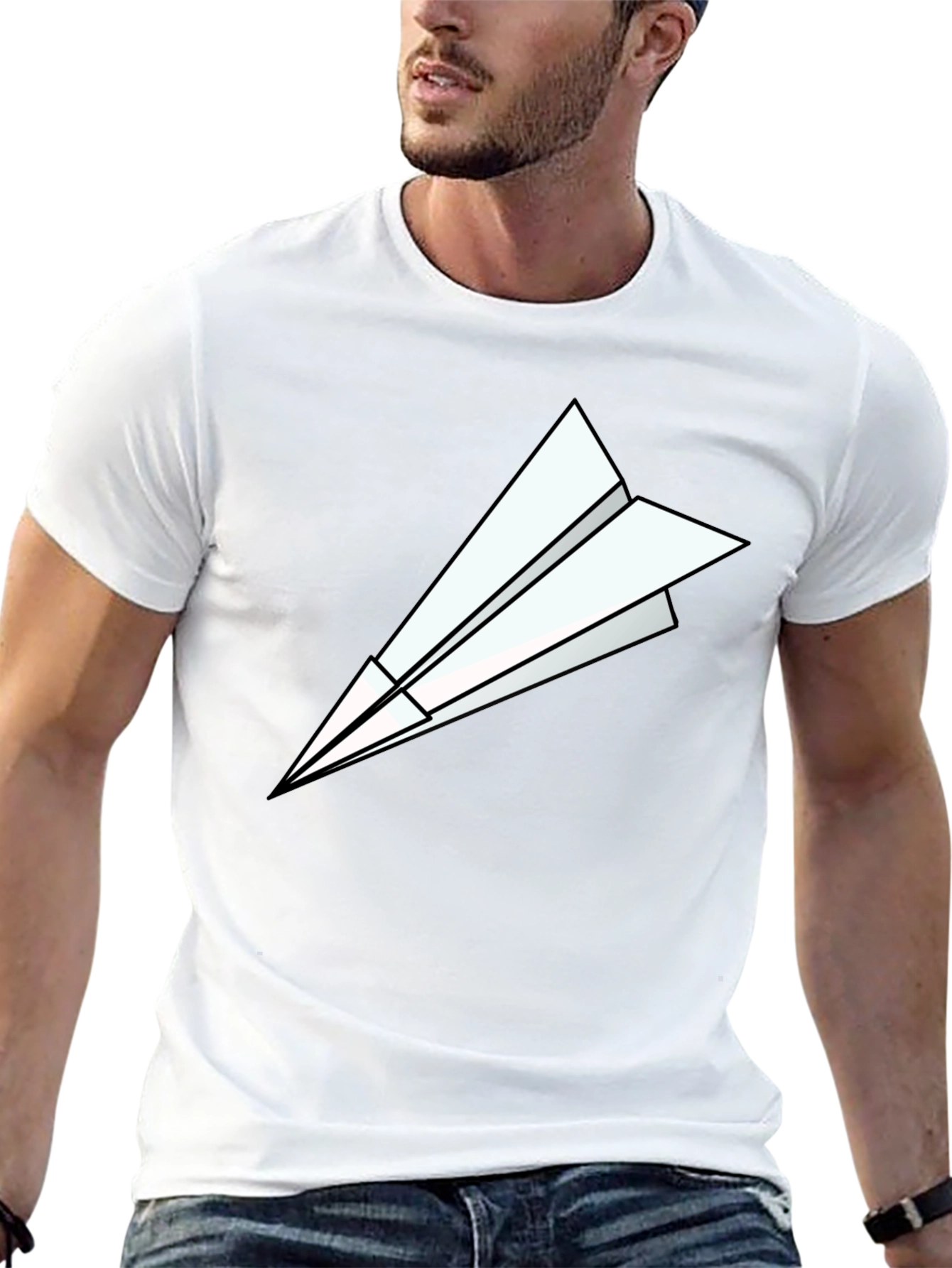 Black Paper Airplane Graphic Tee - Modern Black T-Shirt view 13
