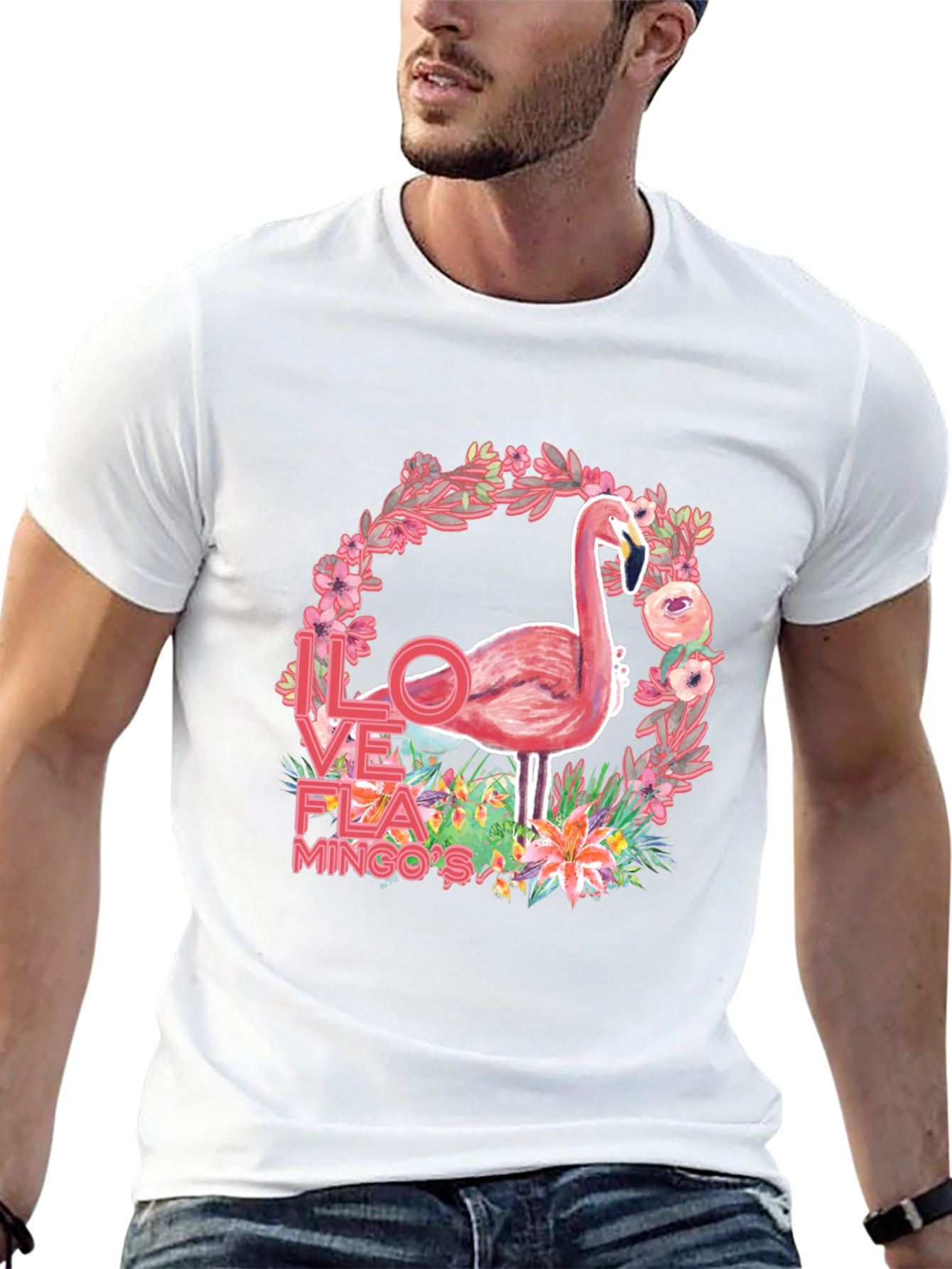 Black I Love Flamingos Graphic T-Shirt view 13