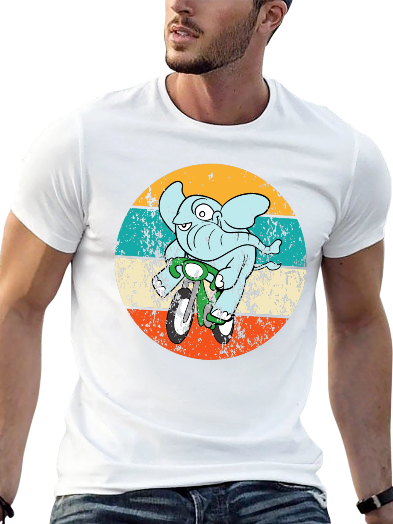 Black Elephant on Bike Graphic T-Shirt view 13
