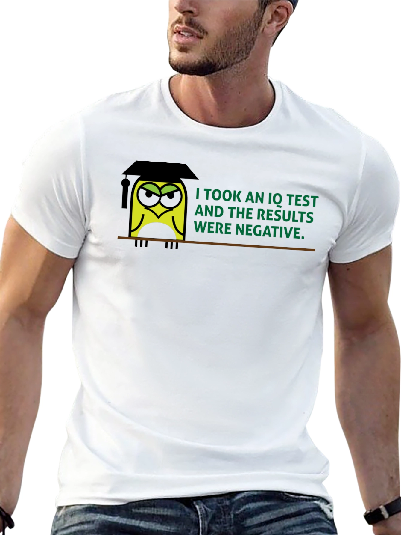 Black Negative IQ Test Owl Humor Graphic T-Shirt view 13