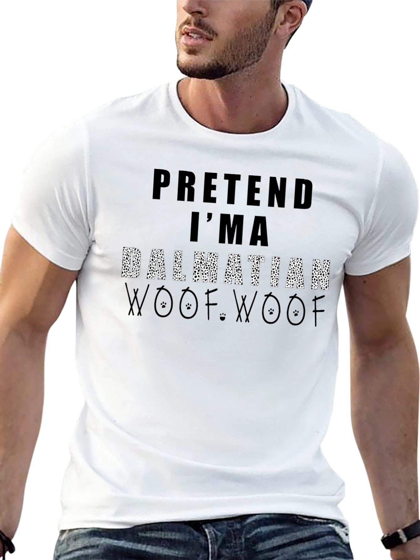 Black Pretend I'm a Dalmatian Woof Woof Black T-Shirt view 13