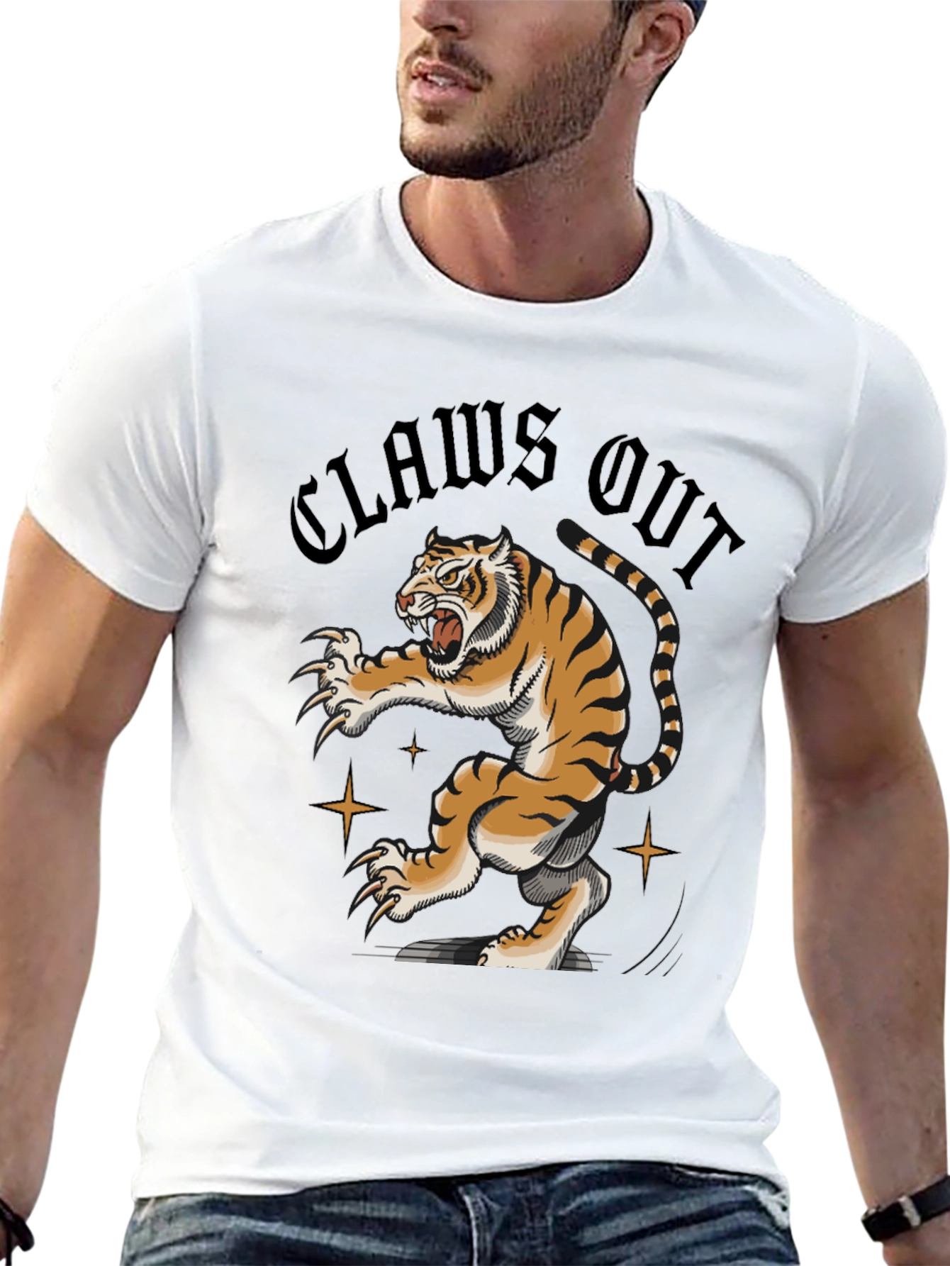 Black Claws Out Tiger Graphic Tee - Black view 13