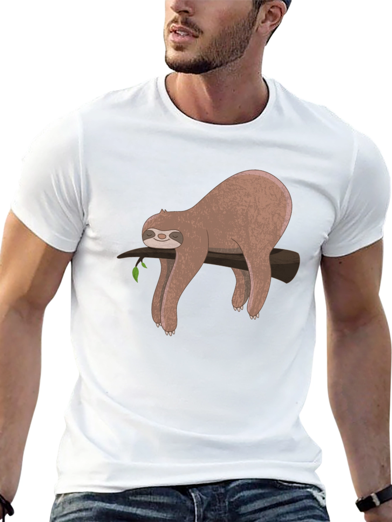 Black Lazy Sloth Graphic T-Shirt - Relaxed Fit view 13