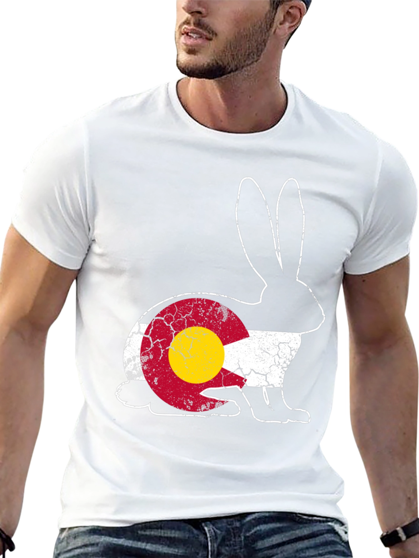 Black Colorado Flag Rabbit Graphic Tee view 13