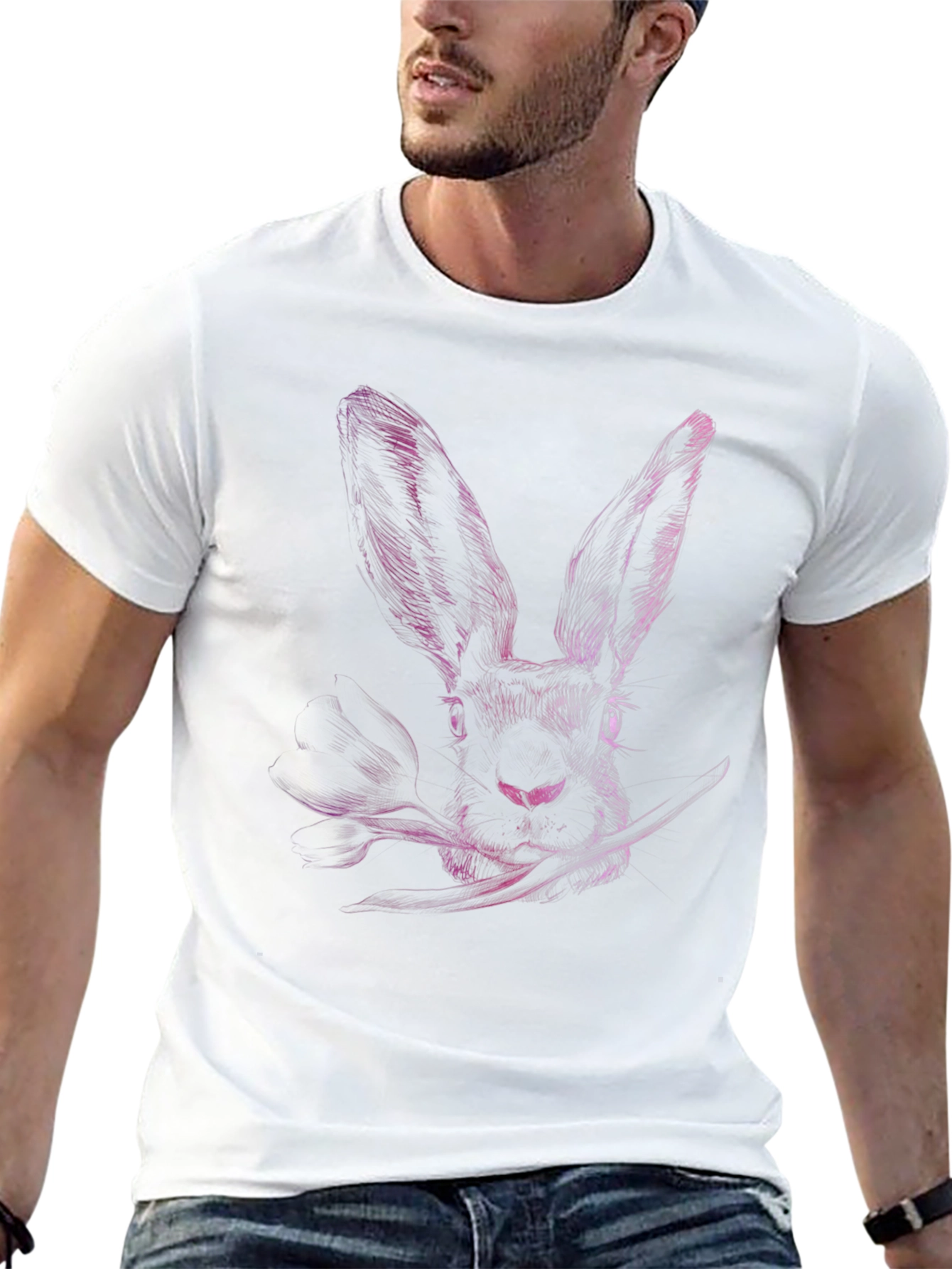 Black Rabbit Graphic Print Crew Neck T-Shirt view 13