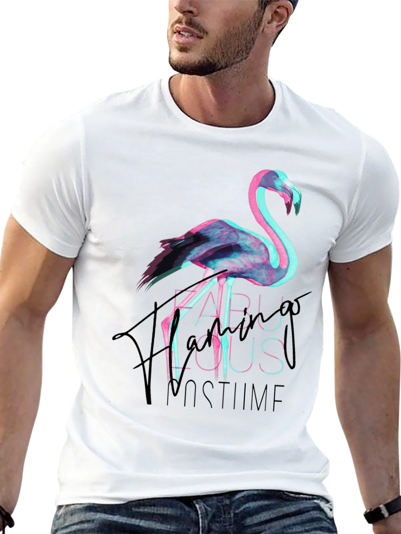 Black Fabulous Flamingo Costume Party Tee view 13