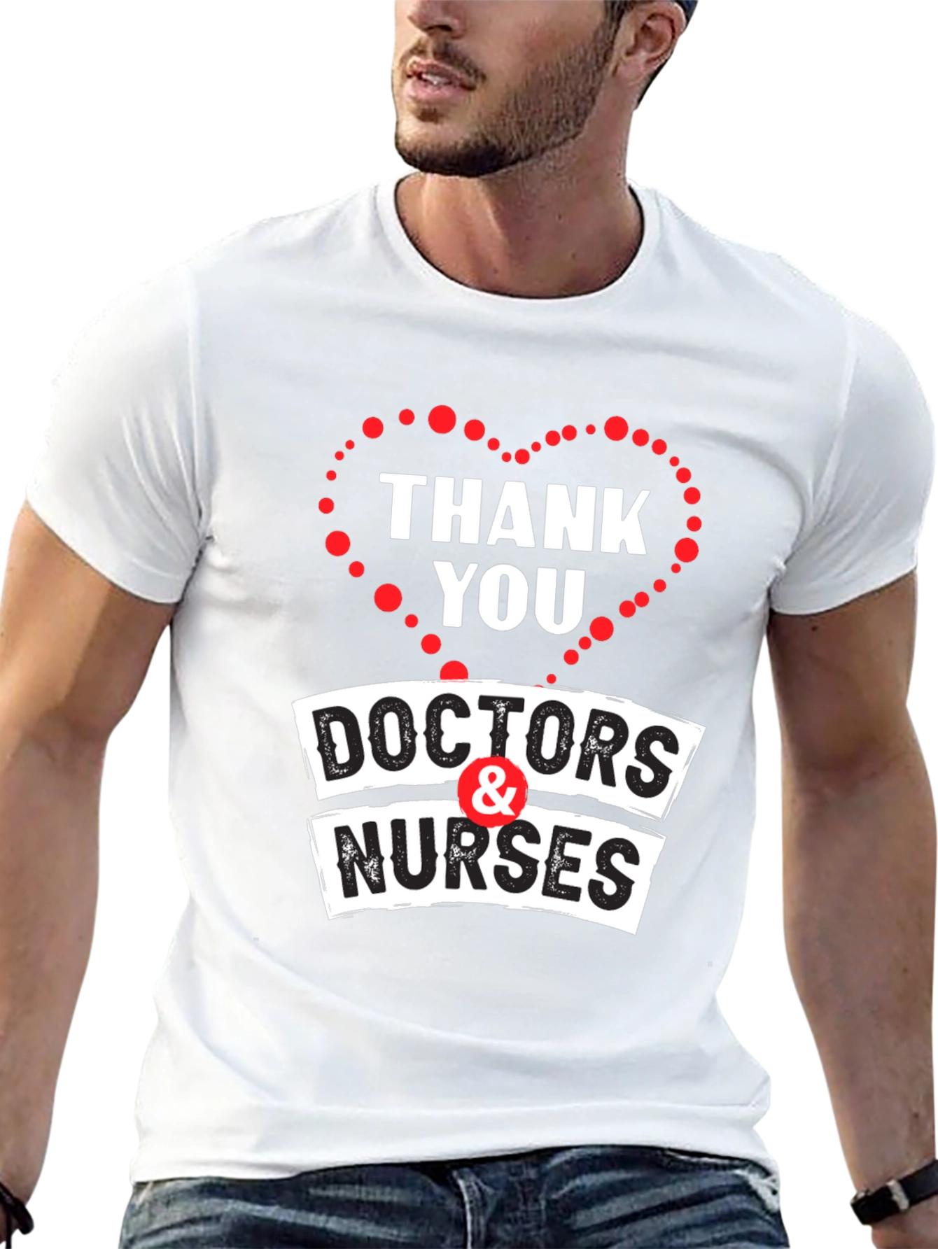 Black Thank You Doctors & Nurses Graphic T-Shirt view 13