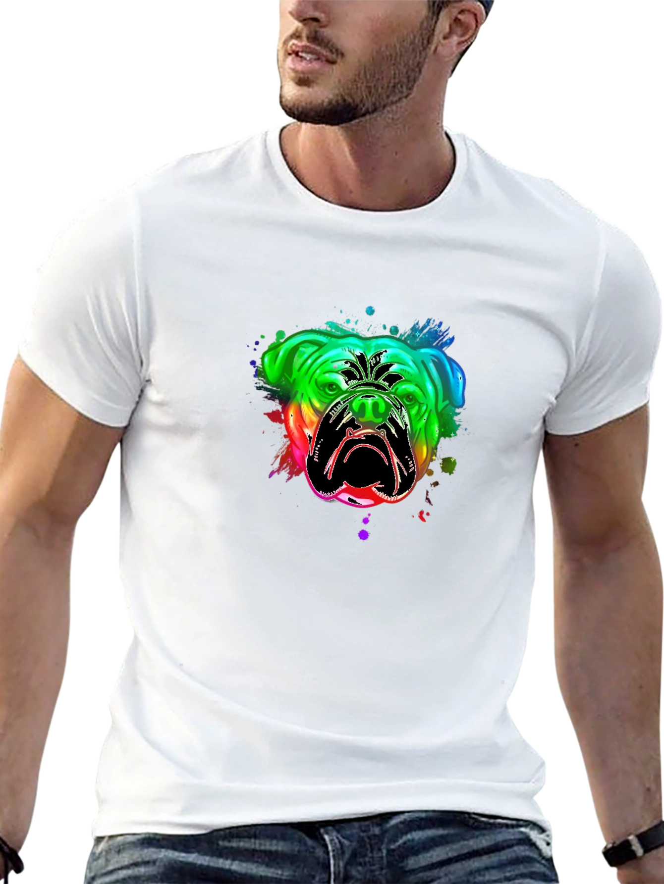 Black Bulldog Rainbow Graphic T-Shirt - Black view 13