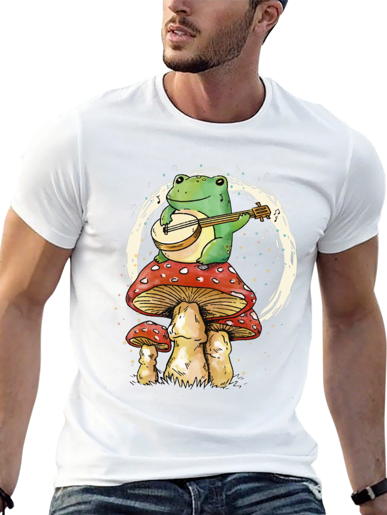 Black Frog on Mushroom T-Shirt view 13