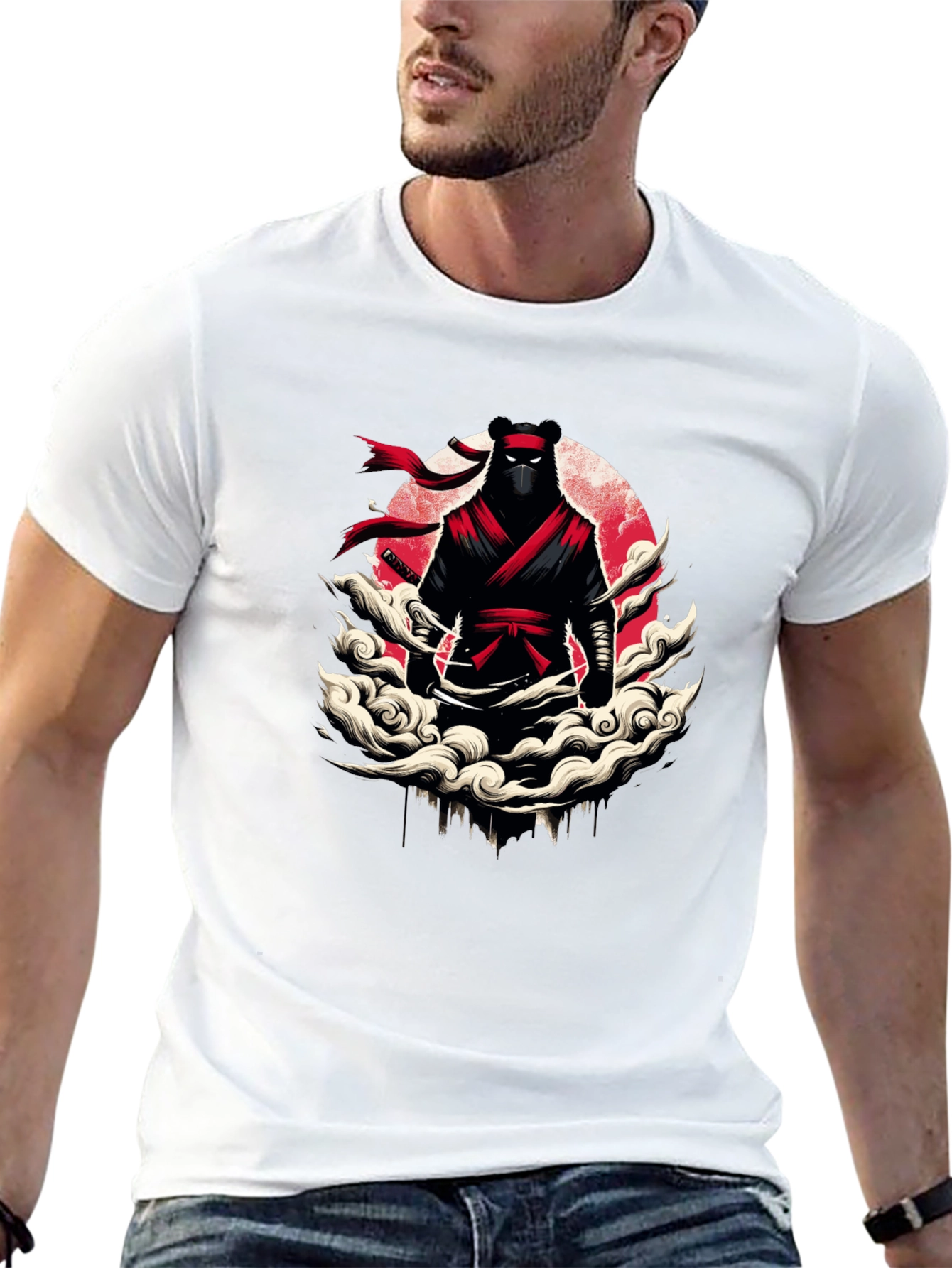 Black Ninja Bear Graphic T-Shirt - Unique Design view 13