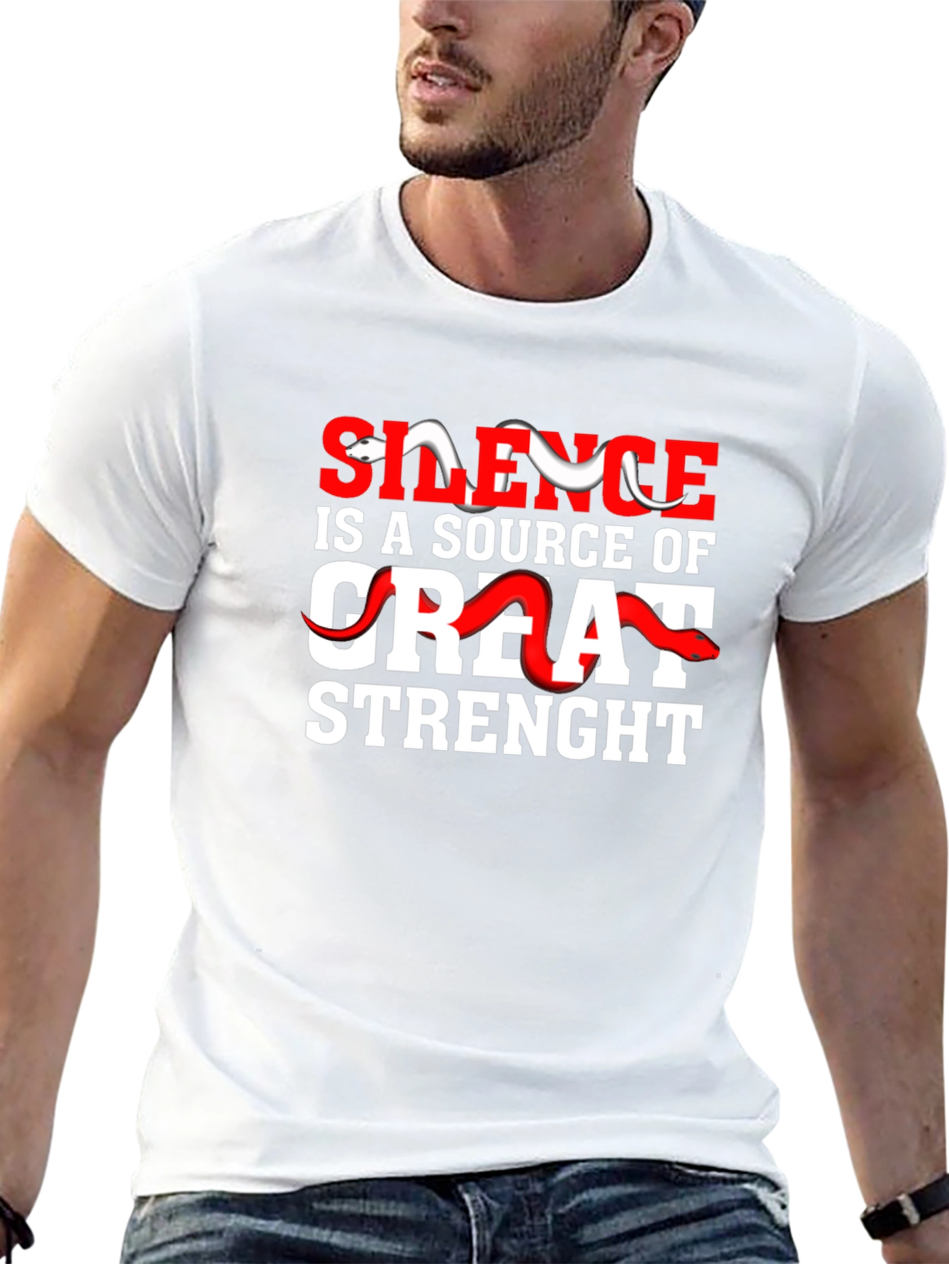 Black Silence is Strength Graphic T-Shirt view 13