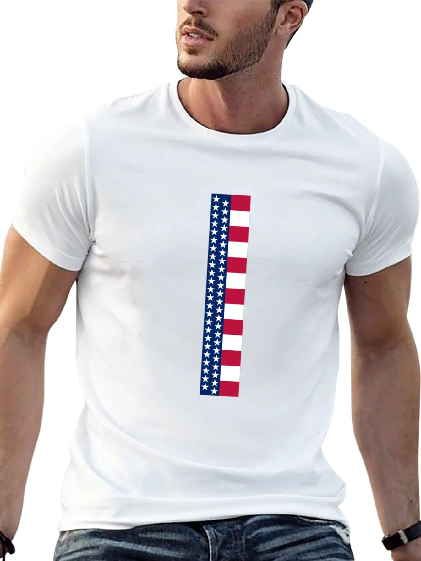 Black American Flag Stripe Graphic Tee view 13