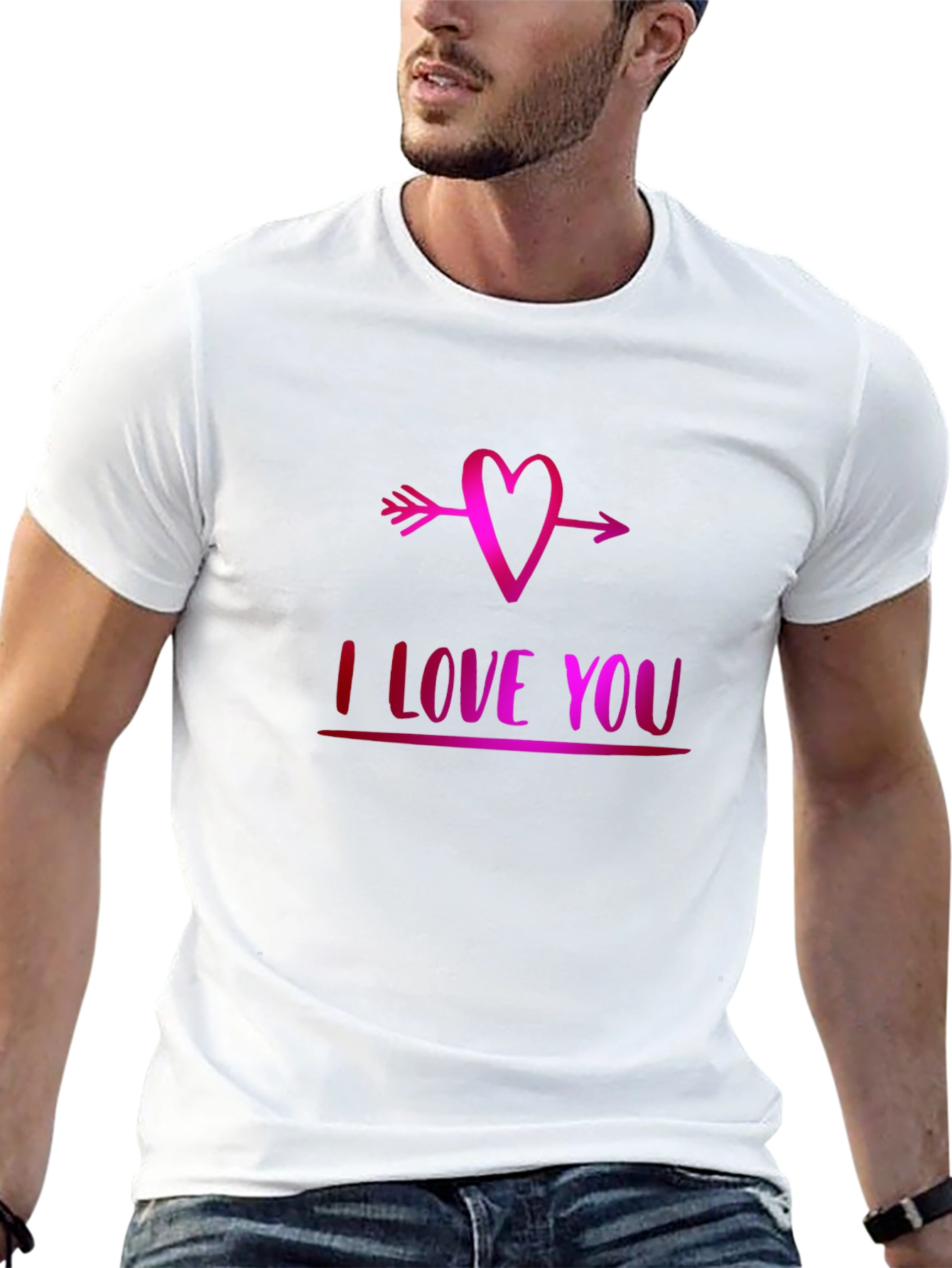 Black I Love You Heart Arrow Graphic Tee - Soft Black T-Shirt view 13