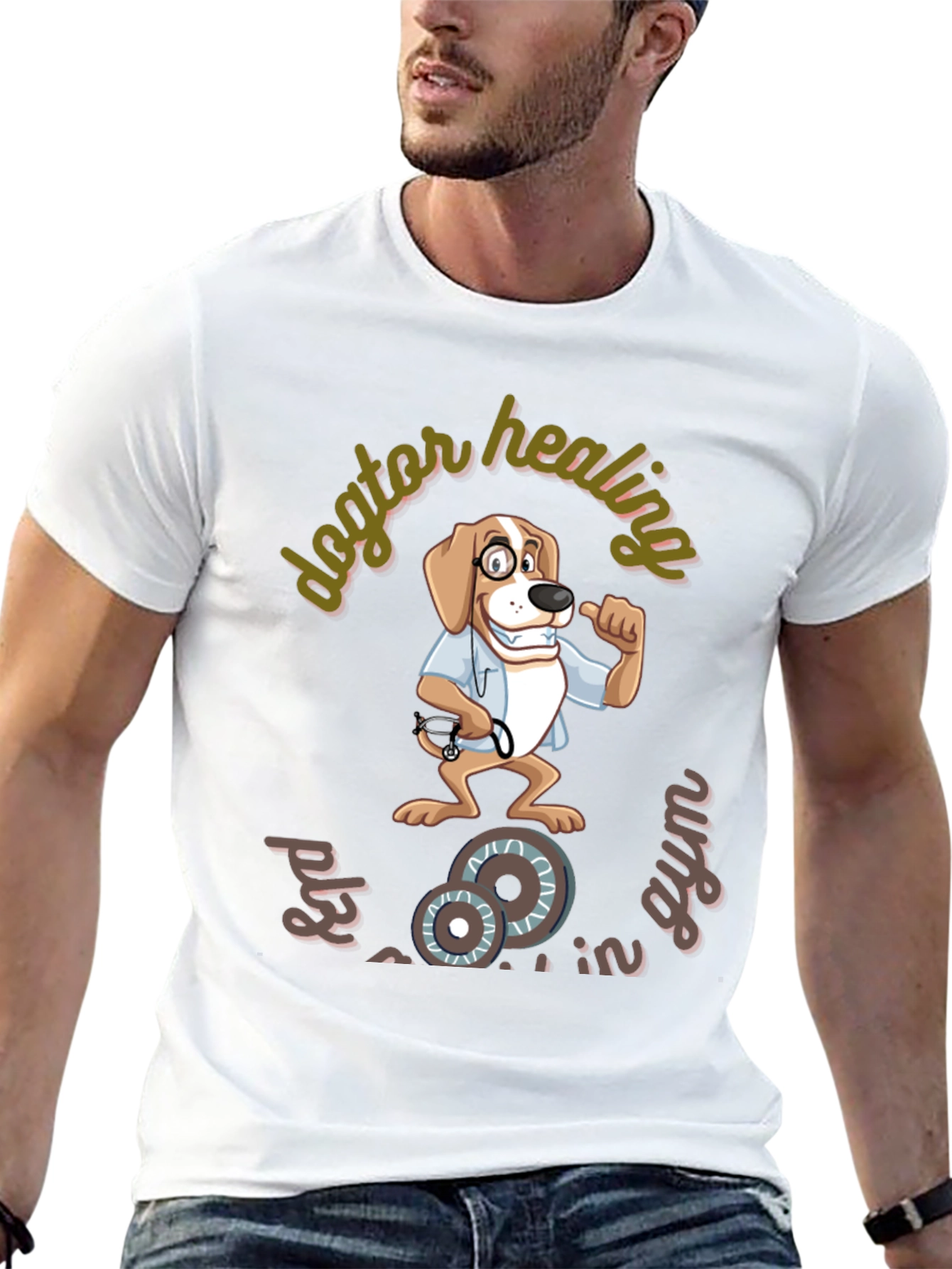 Black Doctor Healing Dog Gym T-Shirt view 13