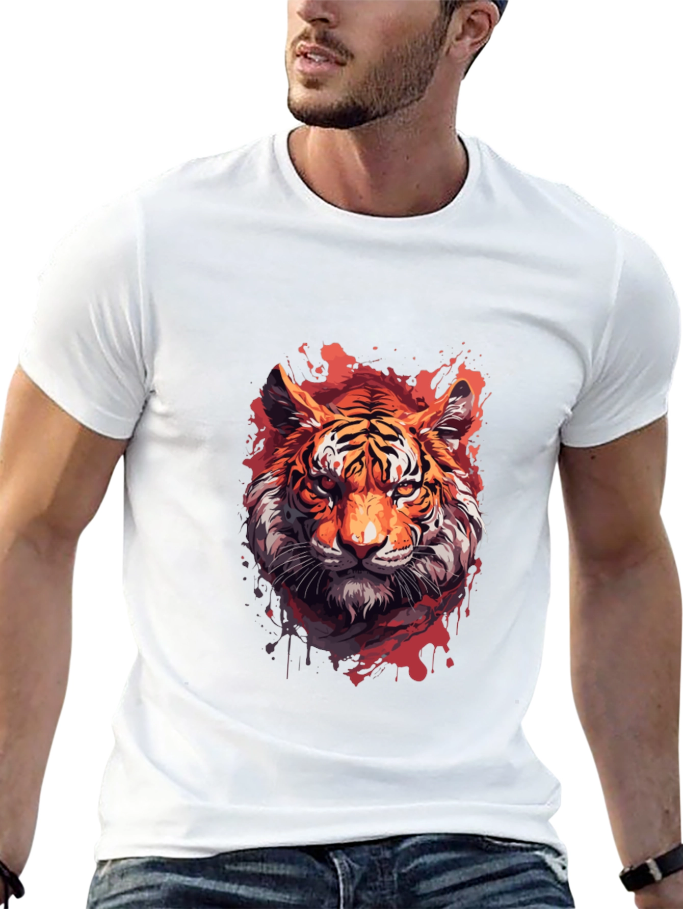 Black Tiger Graphic Print Black T-Shirt view 13